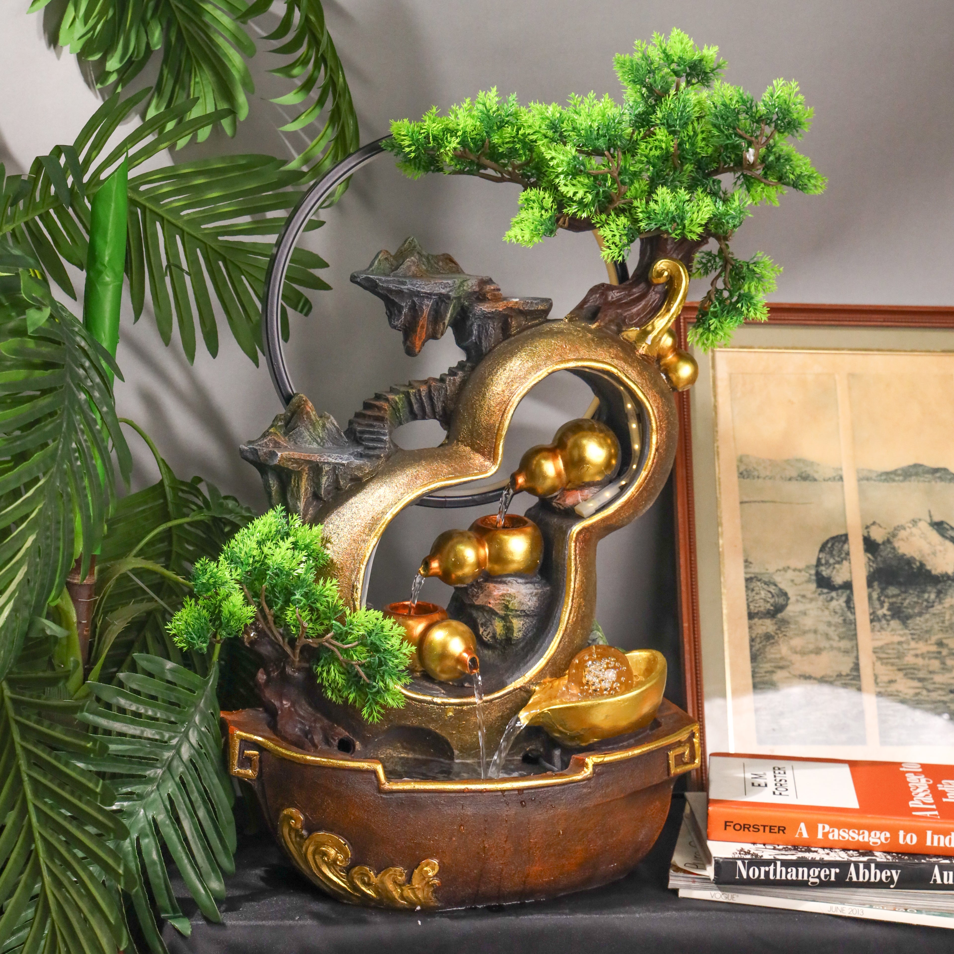 Illuminated Wu Lou Fountain of Blessed Health 60cm