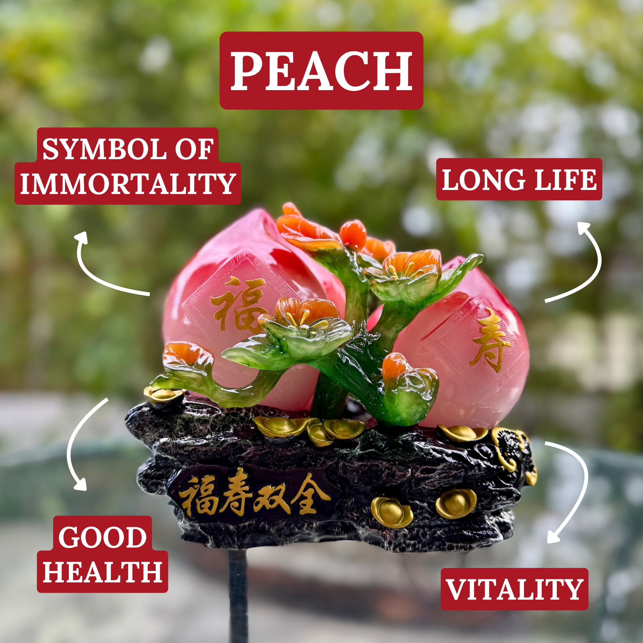Red Peaches of Immortality 20cm Default Title - Feng Shui Charms - Royal Dragon Decor Philippines