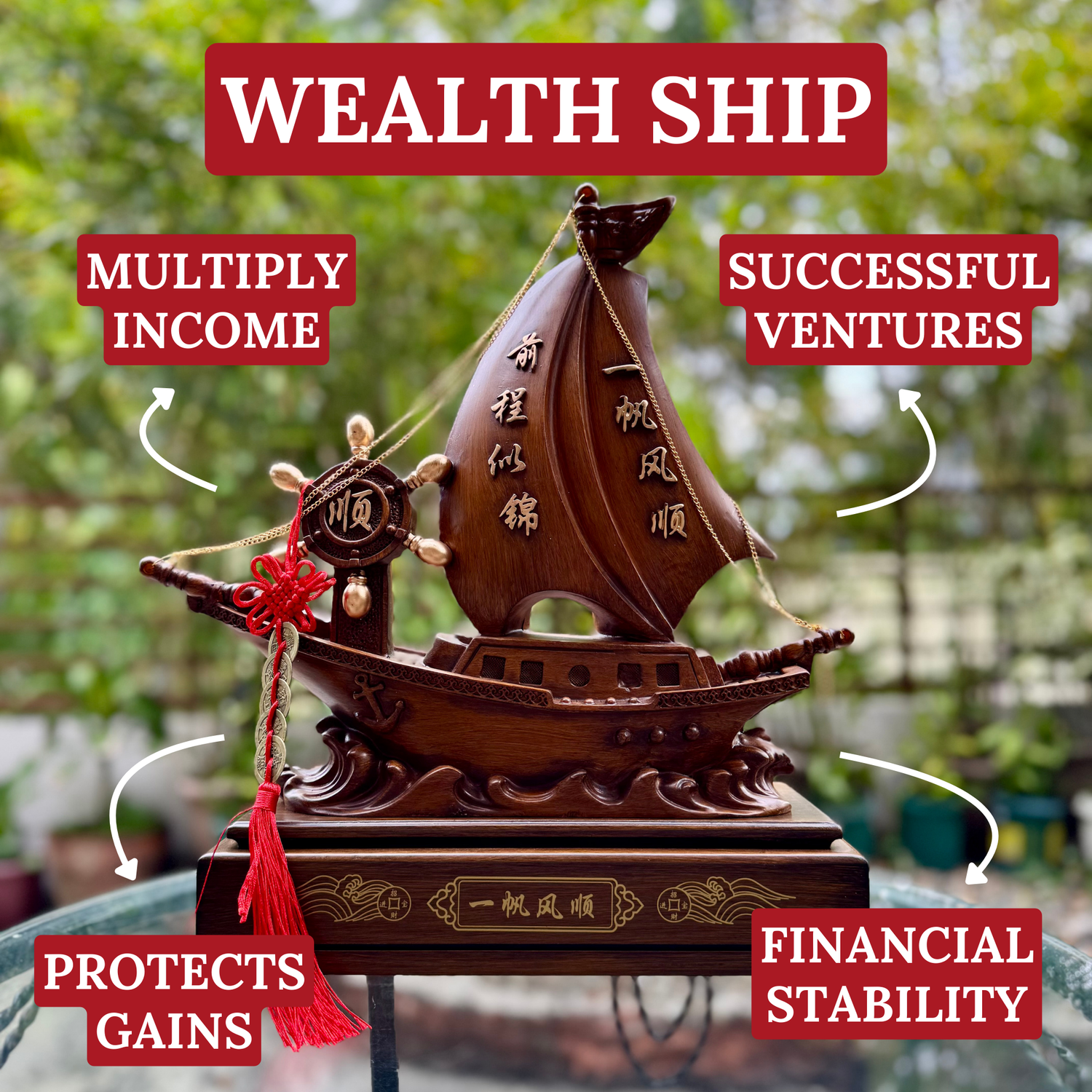 Voyager of the Prosperous Sea Wealth Ship 41cm Default Title - Feng Shui Charms - Royal Dragon Decor Philippines