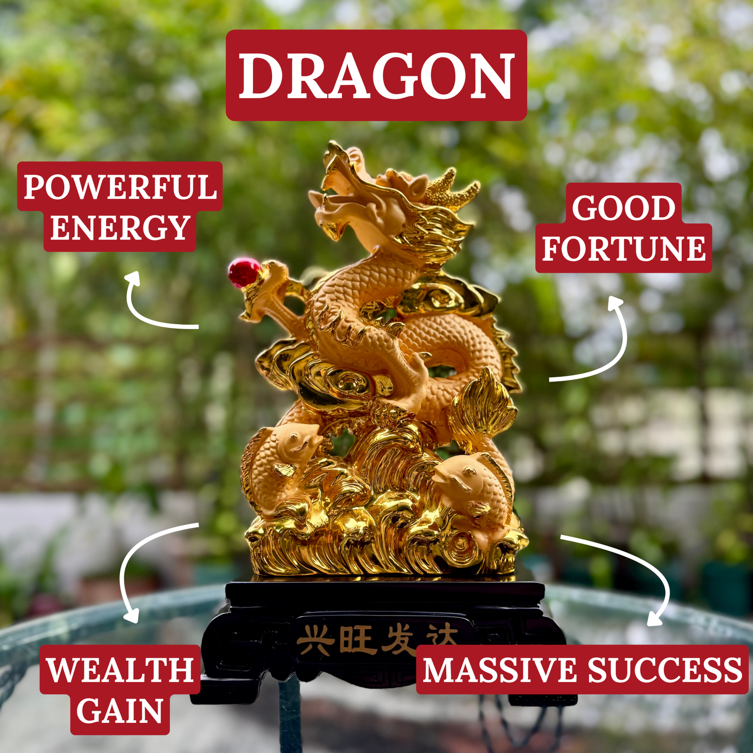 Ascending Dragon of the Shining Sun 33cm Default Title - Feng Shui Charms - Royal Dragon Decor Philippines