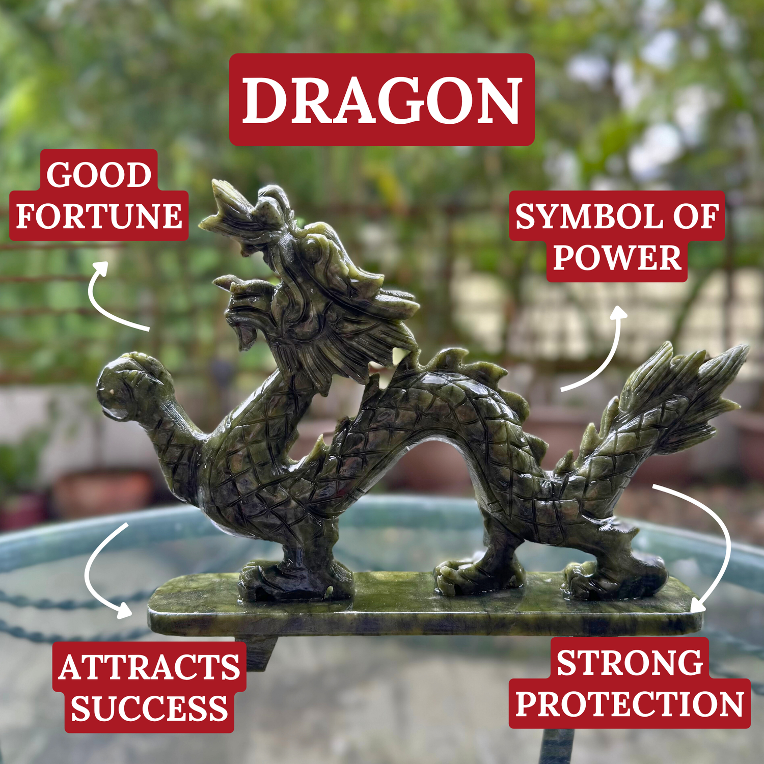 Imperial Jade Dragon of Triumph 28cm Default Title - Feng Shui Charms - Royal Dragon Decor Philippines