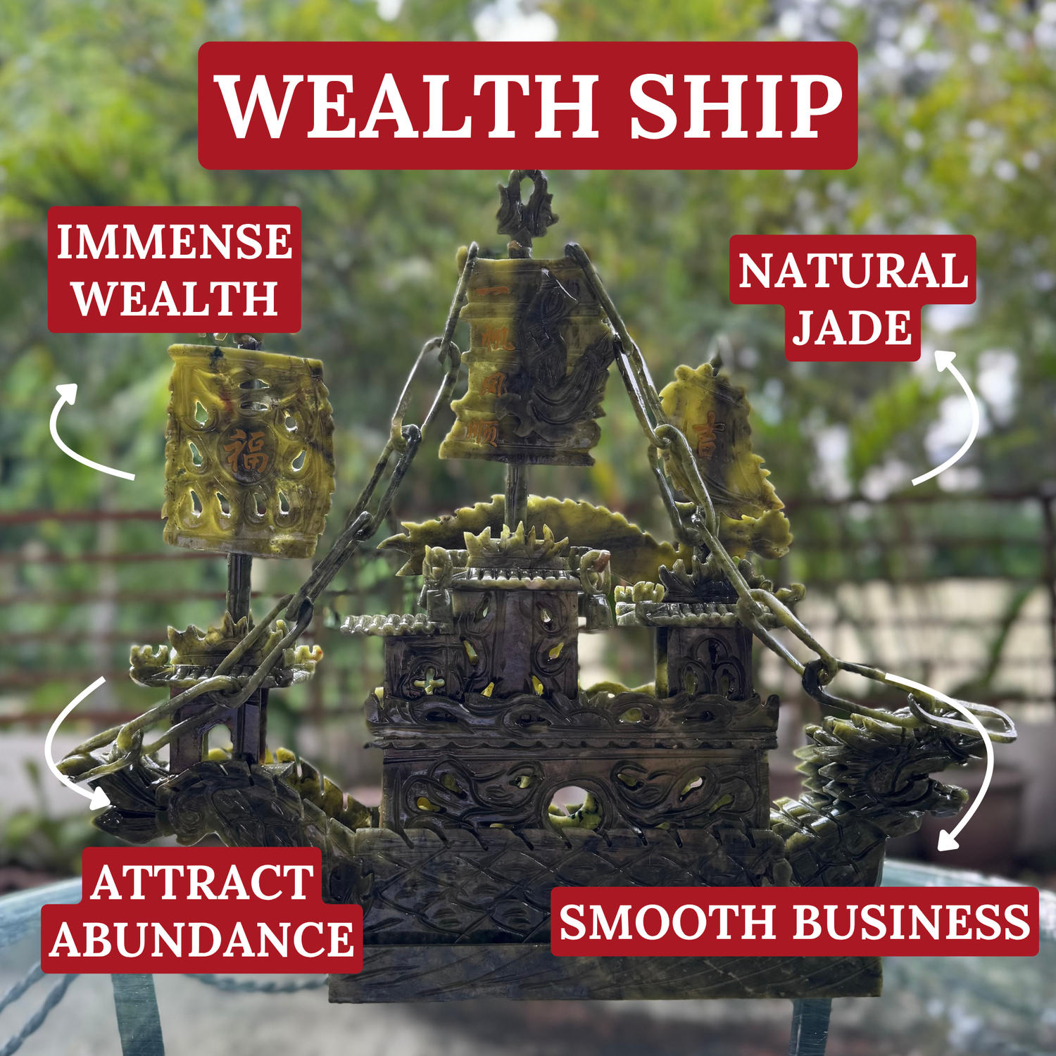 Treasure Ship of the Jade Dragon 38cm Default Title - Feng Shui Charms - Royal Dragon Decor Philippines