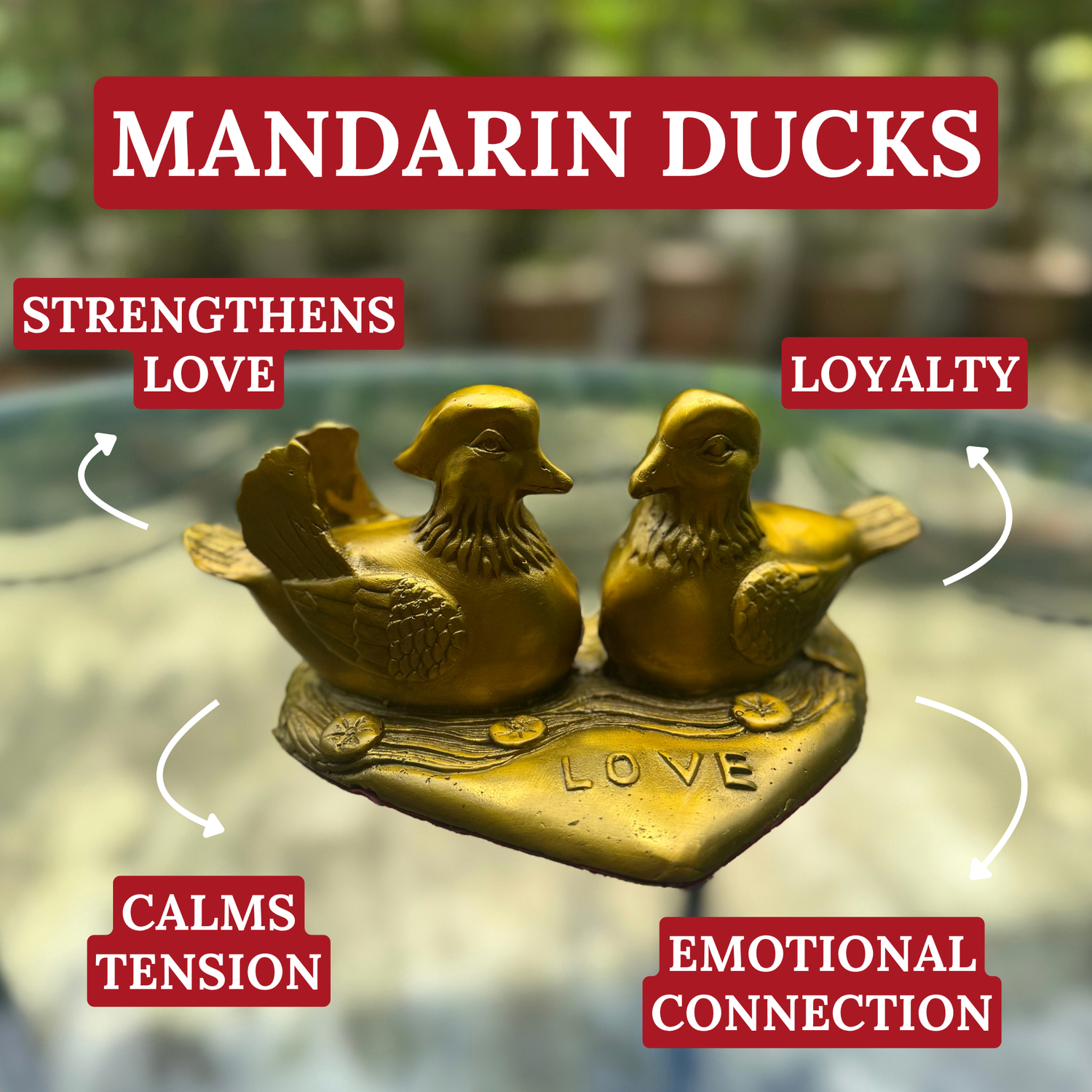 Loyal Hearts Mandarin Ducks Brass 16cm Default Title - Feng Shui Charms - Royal Dragon Decor Philippines
