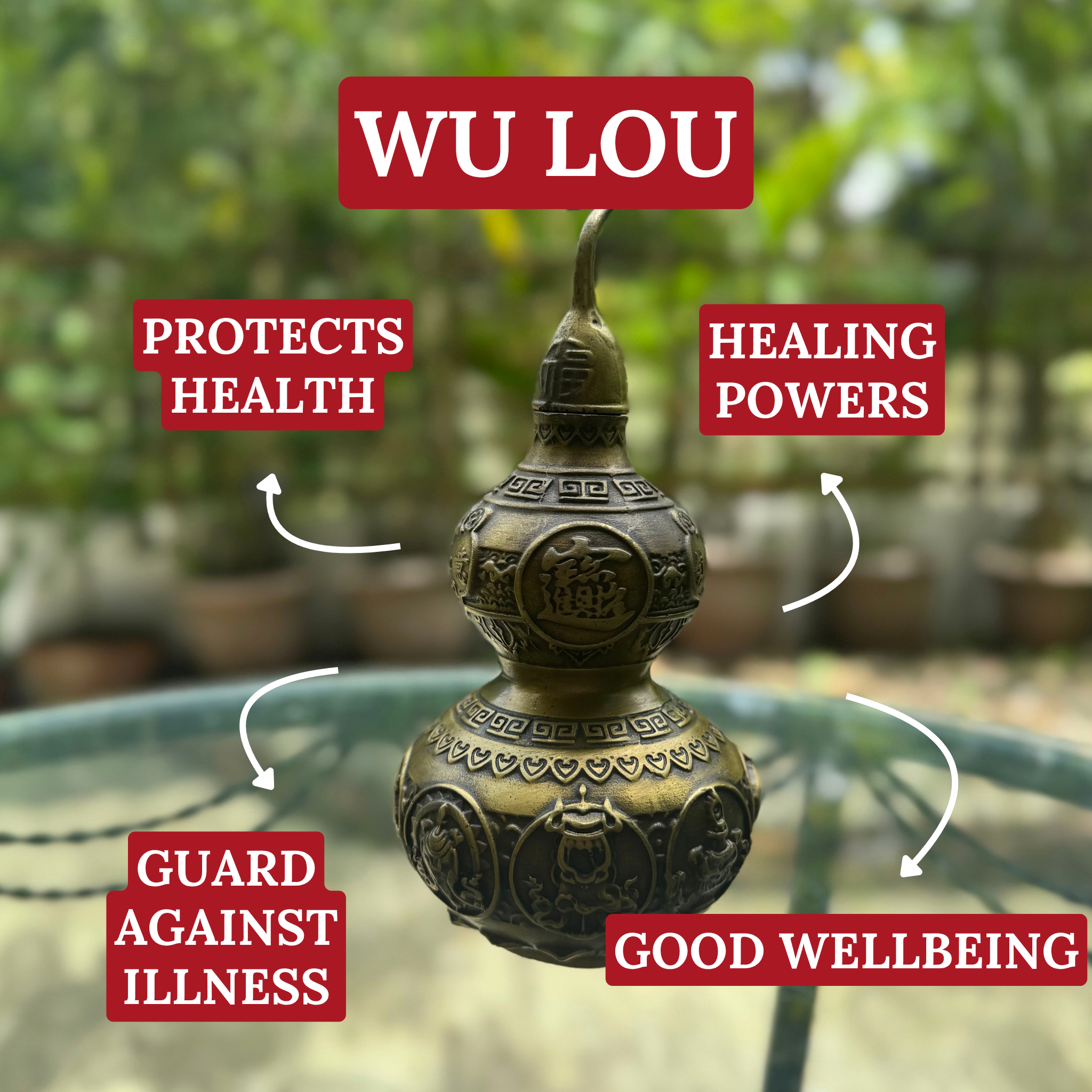 Brass Wu Lou for Strong Health Protection 21cm Default Title - Feng Shui Charms - Royal Dragon Decor Philippines