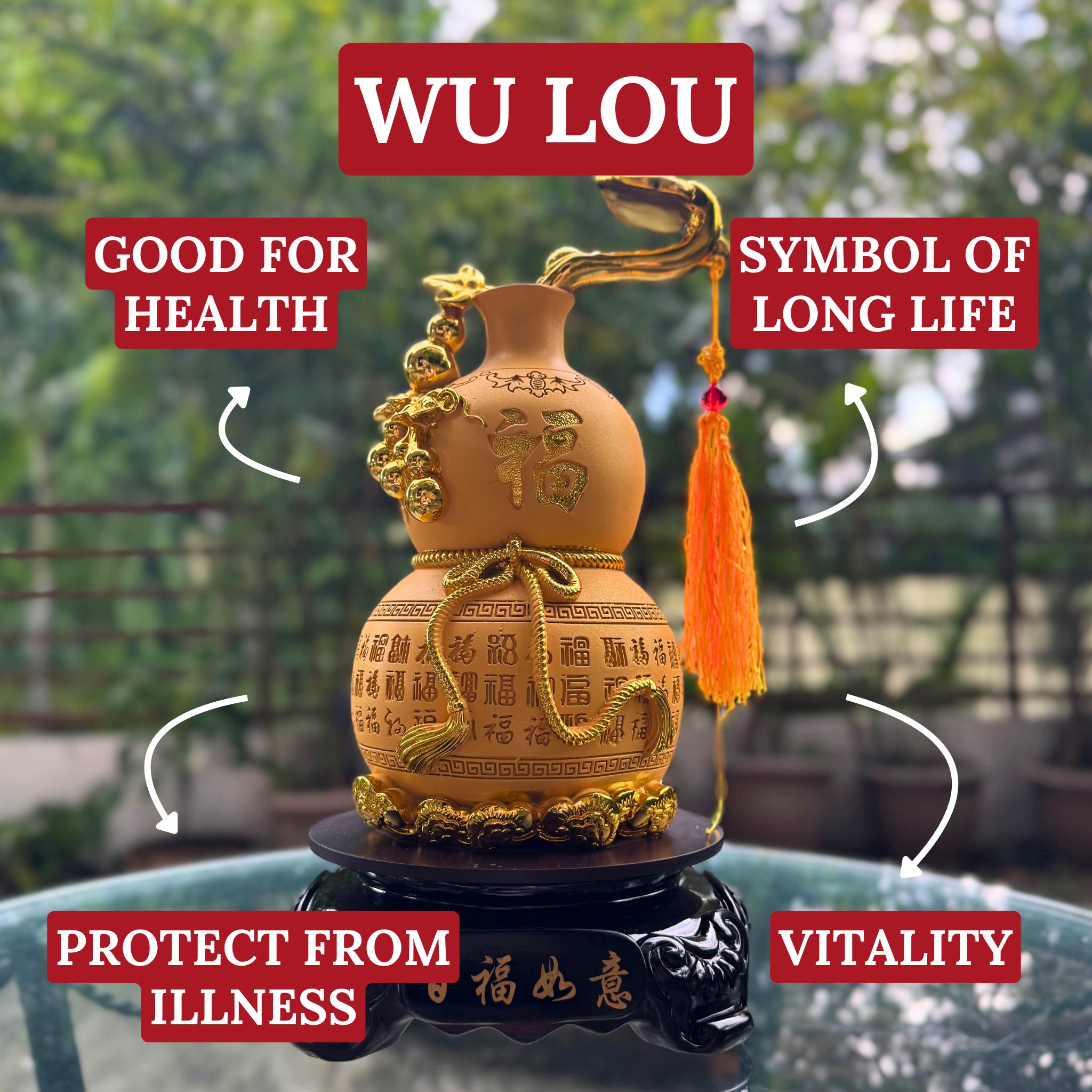 Long Life of Prosperity Wu Lou 34cm Default Title - Feng Shui Charms - Royal Dragon Decor Philippines