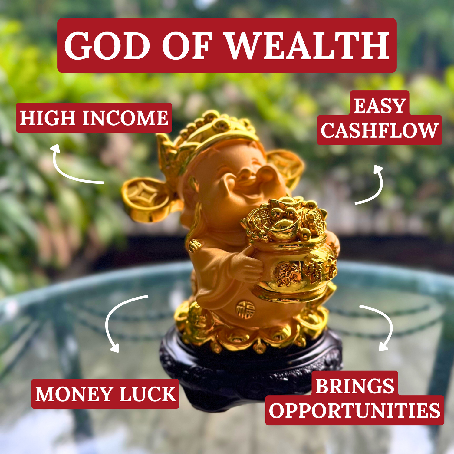 Gold Shall Arrive God of Wealth 15cm Default Title - Feng Shui Charms - Royal Dragon Decor Philippines