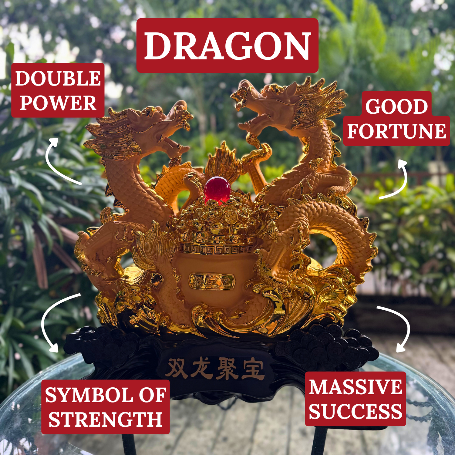 Double Dragon Alliance of Shared Victory 45cm Default Title - Feng Shui Charms - Royal Dragon Decor Philippines