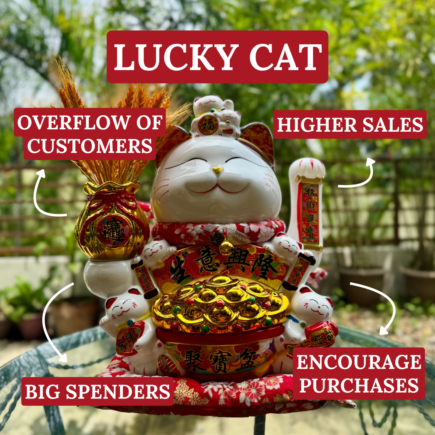 Emperor Lucky Cat with Bountiful Harvest 38cm Default Title - Feng Shui Charms - Royal Dragon Decor Philippines