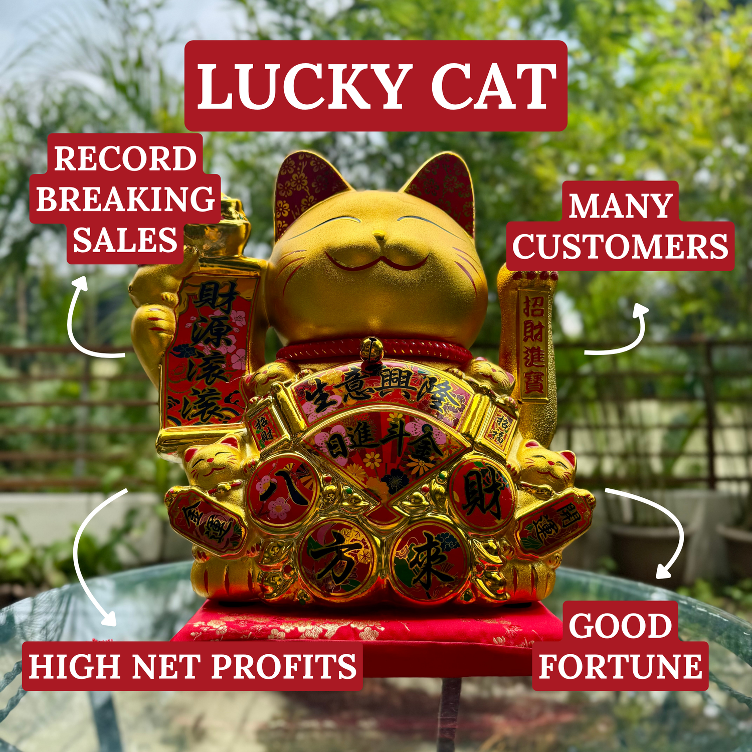 Too Many Customers Supreme Golden Cat 39cm Default Title - Feng Shui Charms - Royal Dragon Decor Philippines