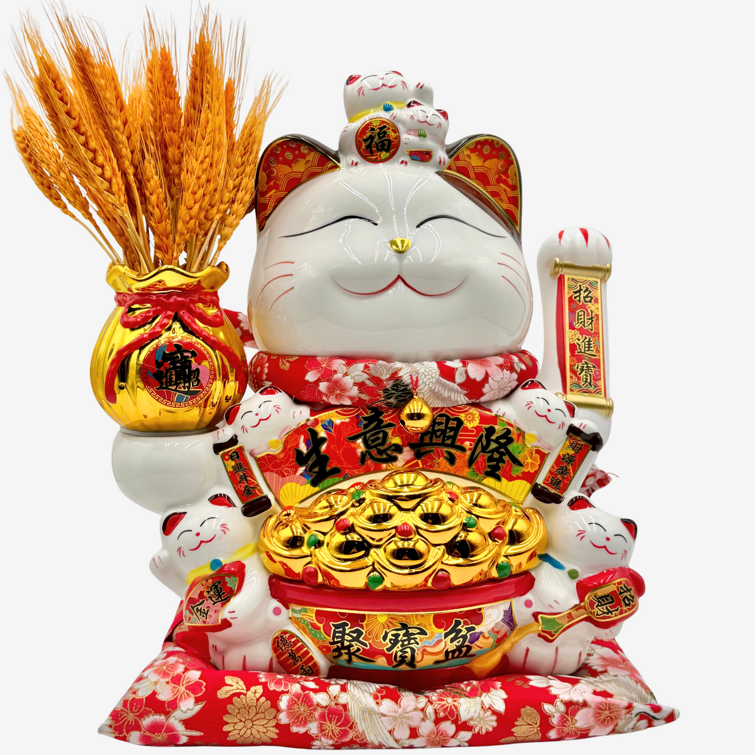 Emperor Lucky Cat with Bountiful Harvest 38cm Default Title - Feng Shui Charms - Royal Dragon Decor Philippines