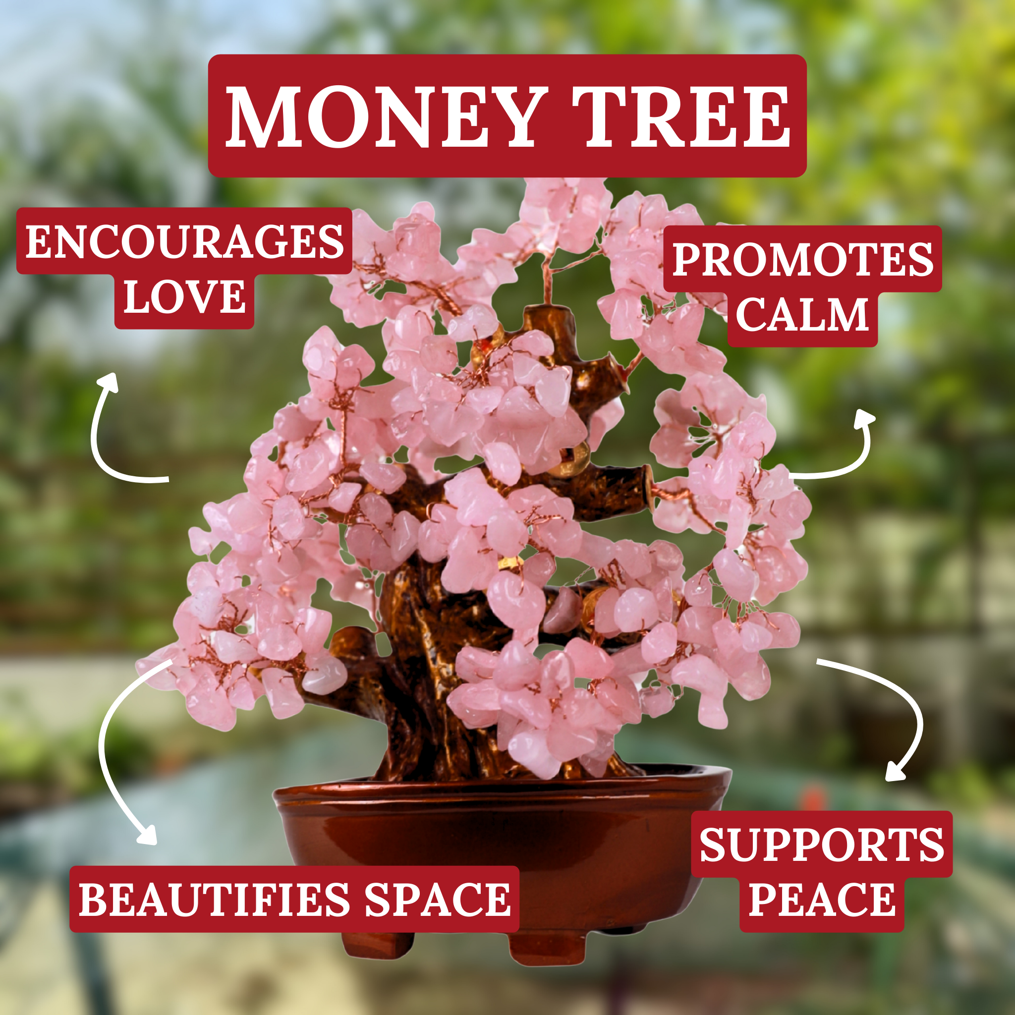 Rose Quartz Crystal Tree for Love & Peace 25cm