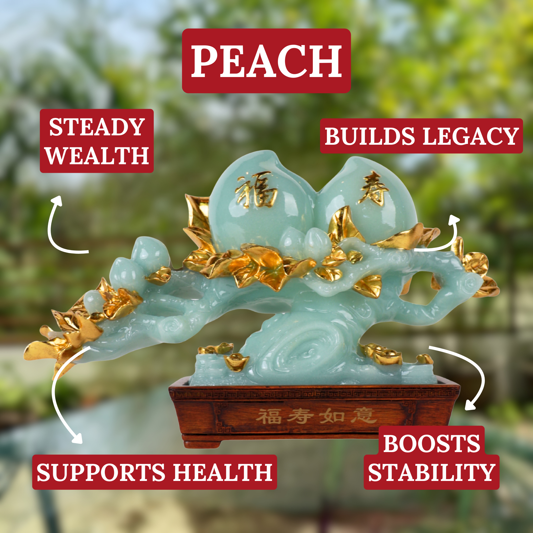 Jade Orchard of Eternal Life Peach Tree 43cm