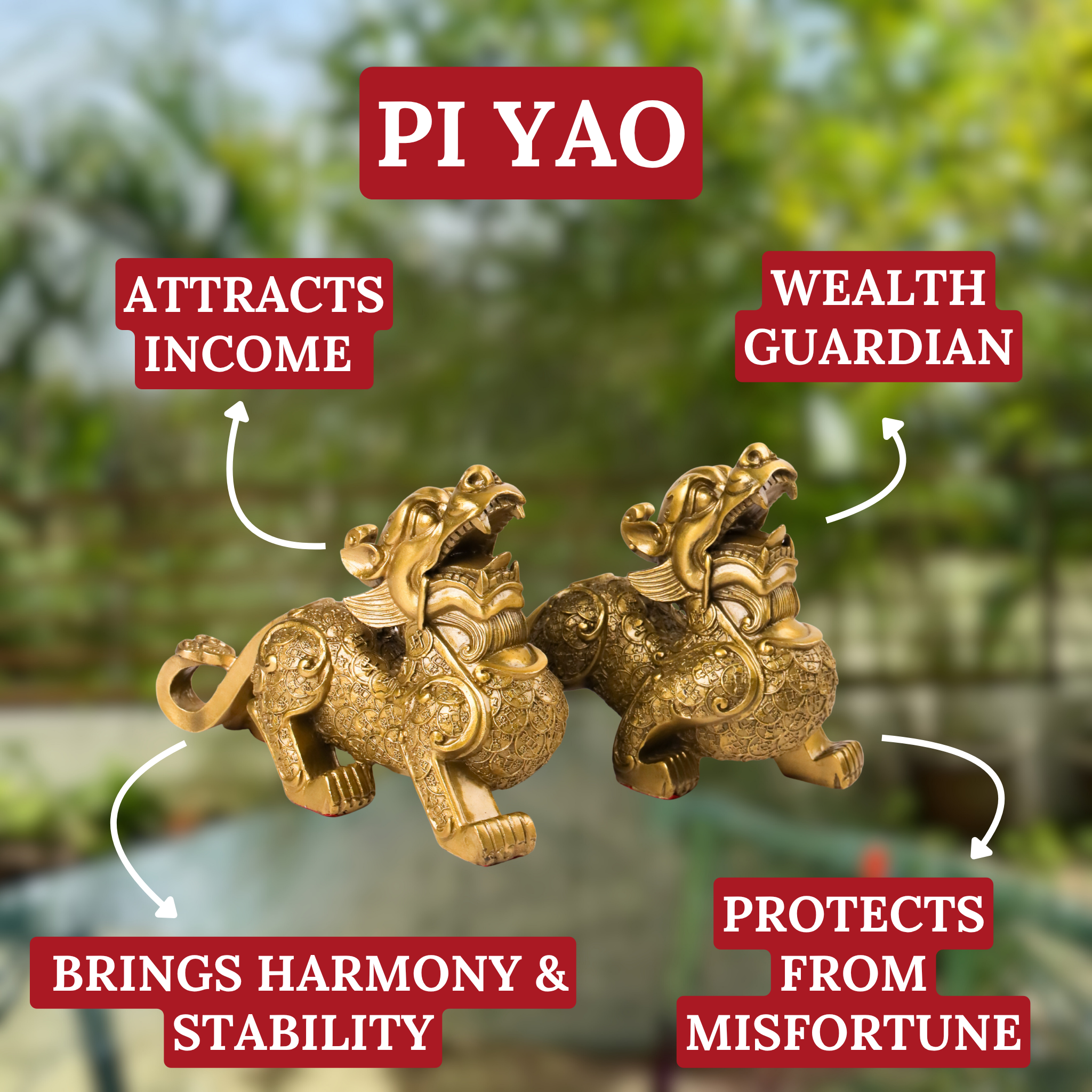 Invincible Brass Fortune Keepers Pi Yao Pair 20cm