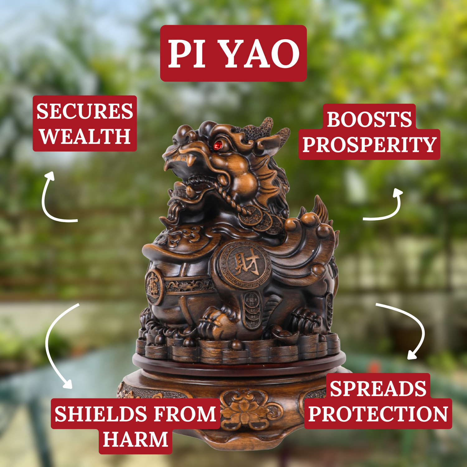 Traditional Rotating Wood Pi Yao 30cm