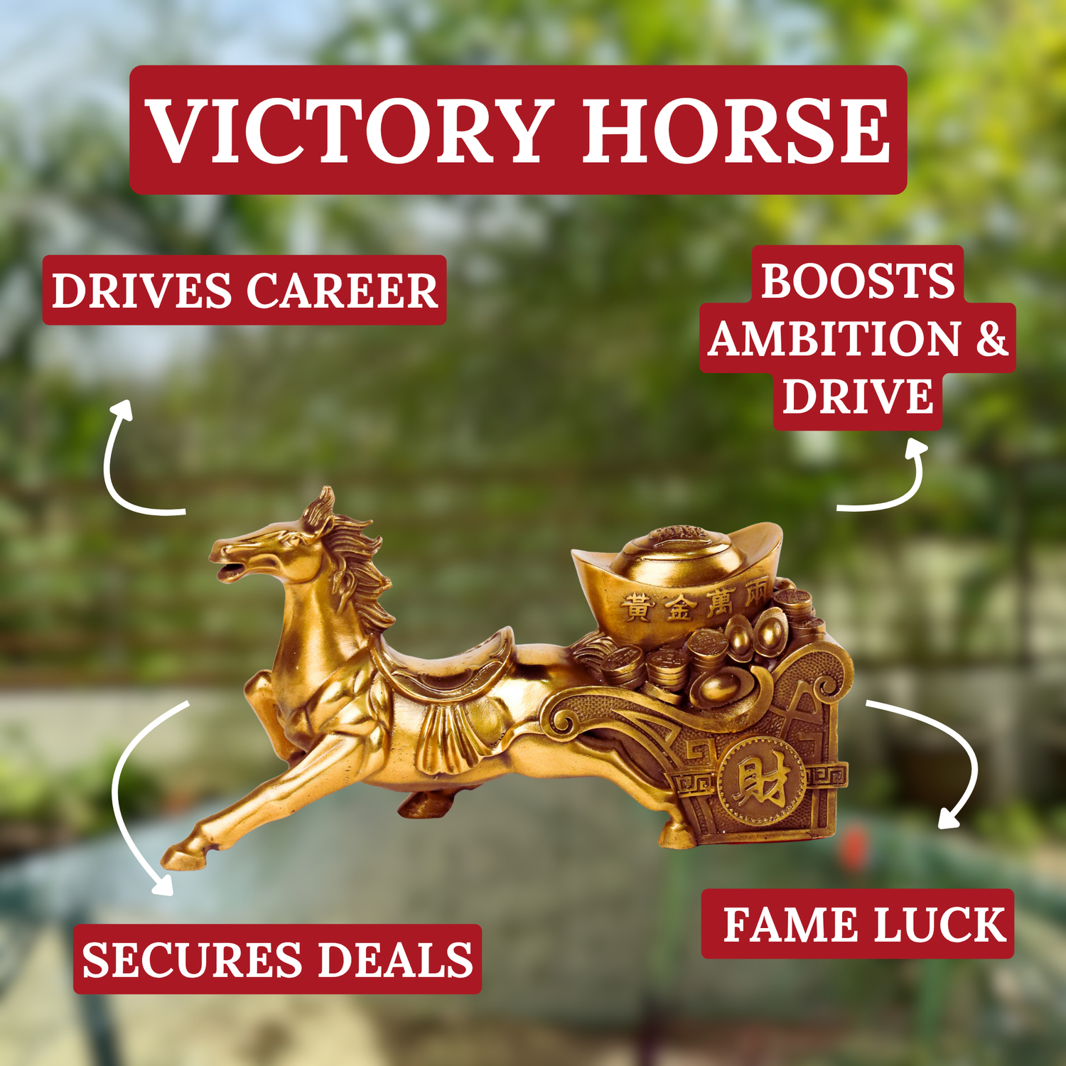 Brass Carriage of Abundant Rewards Horse 26cm