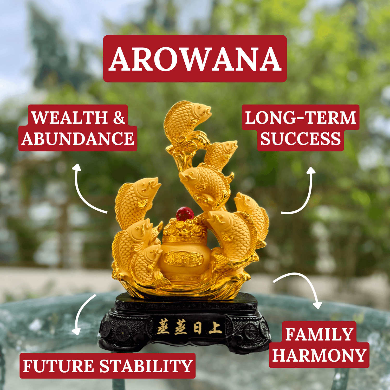 Rising Family of Arowanas for Lasting Wealth 24cm Default Title - Feng Shui Charms - Royal Dragon Decor Philippines