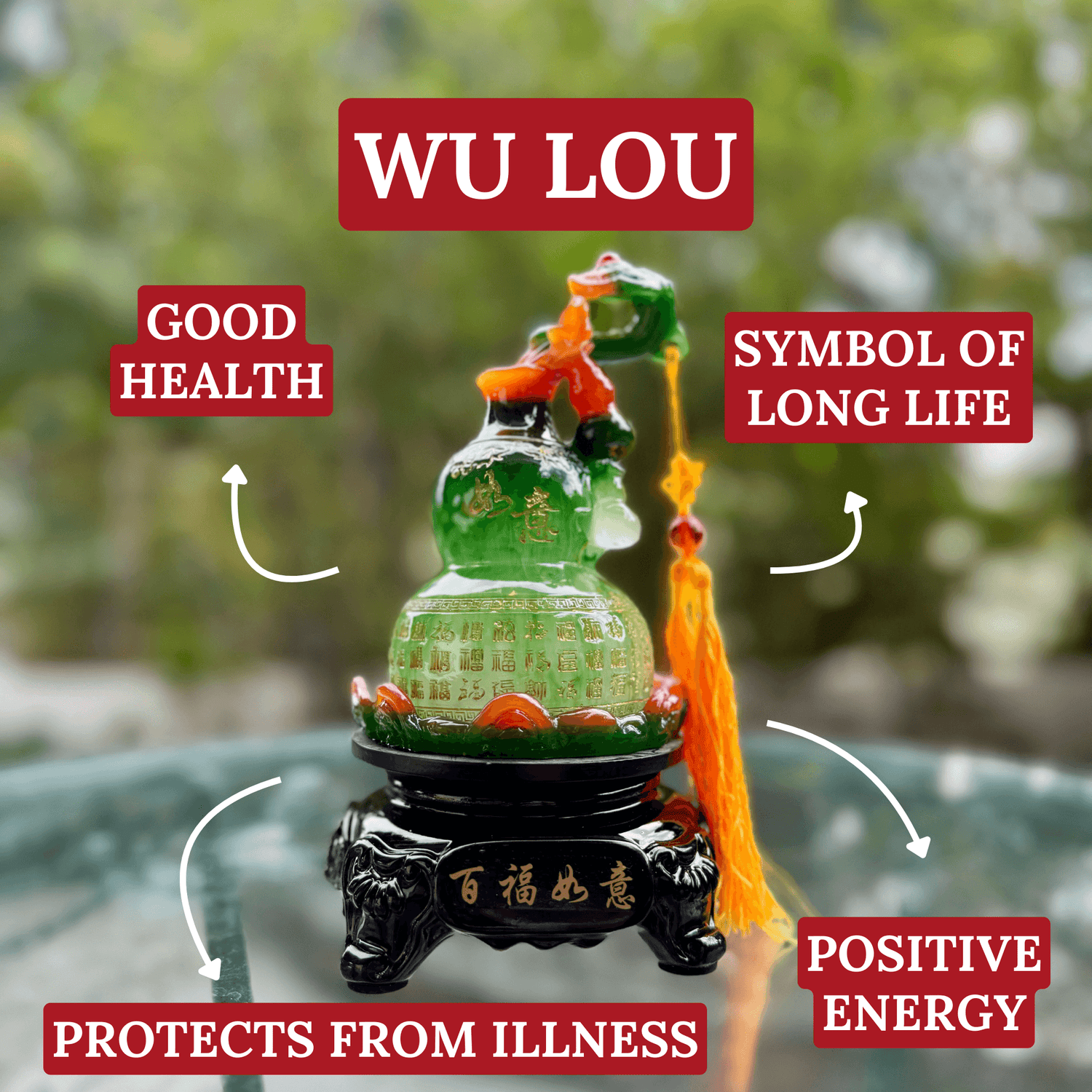 Giver of Long Life Rotating Green Wu Lou 20cm Default Title - Feng Shui Charms - Royal Dragon Decor Philippines