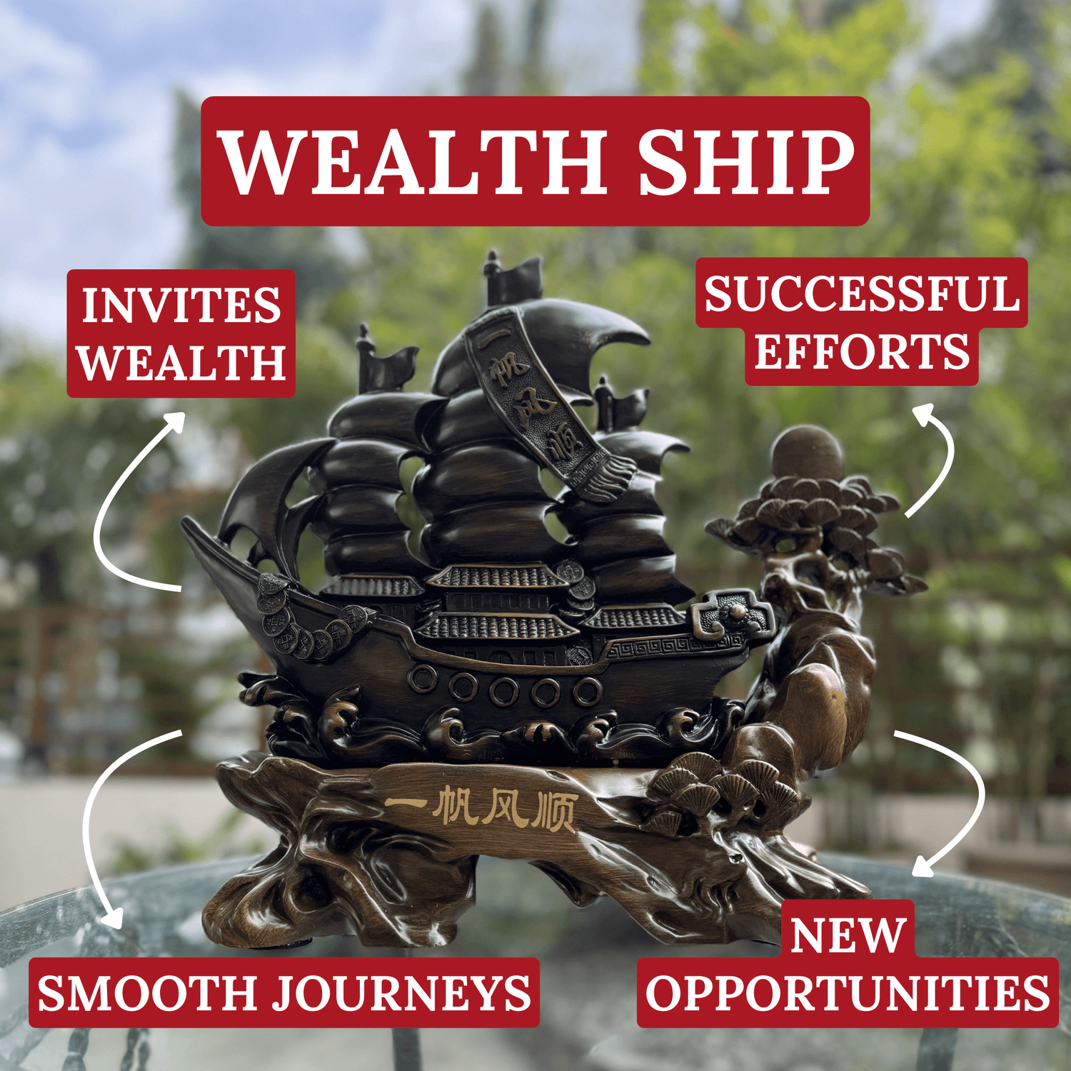 Royal Wealth Ship for Prosperous Journeys 45cm Default Title - Feng Shui Charms - Royal Dragon Decor Philippines