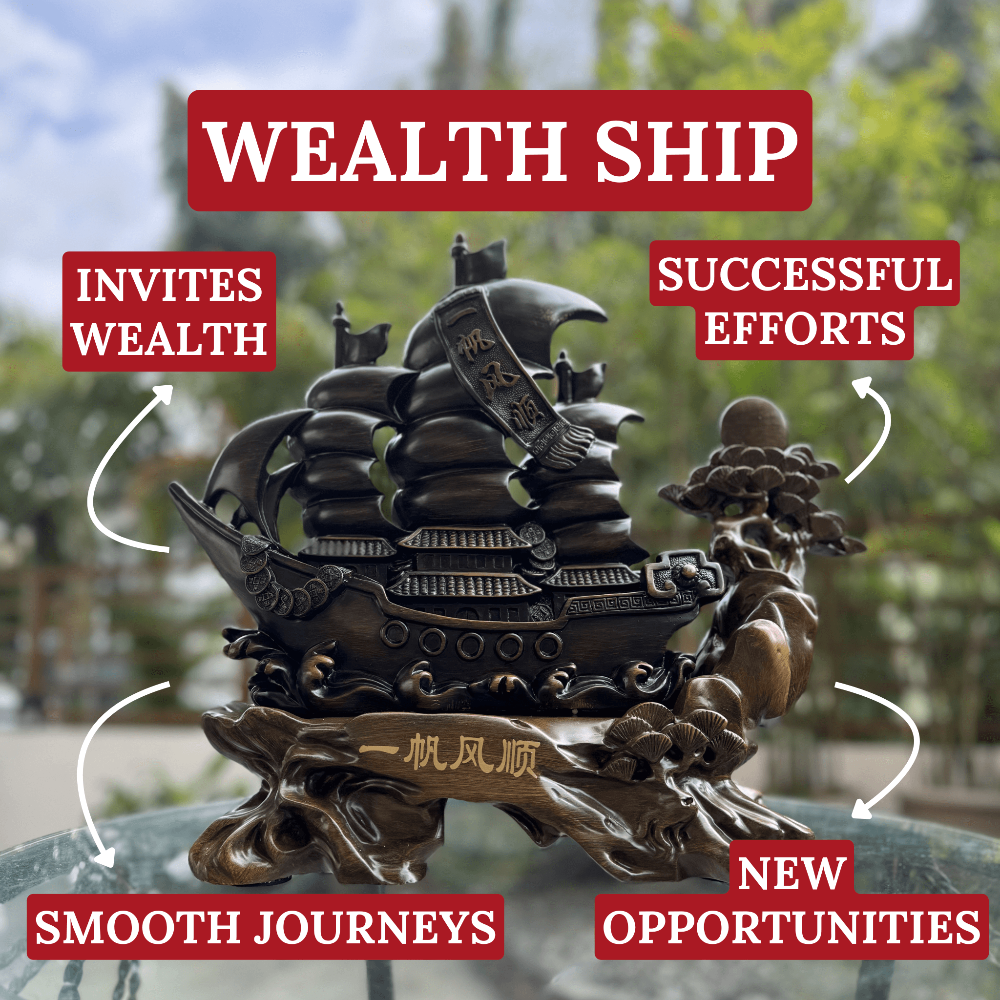 Royal Wealth Ship for Prosperous Journeys 45cm Default Title - Feng Shui Charms - Royal Dragon Decor Philippines