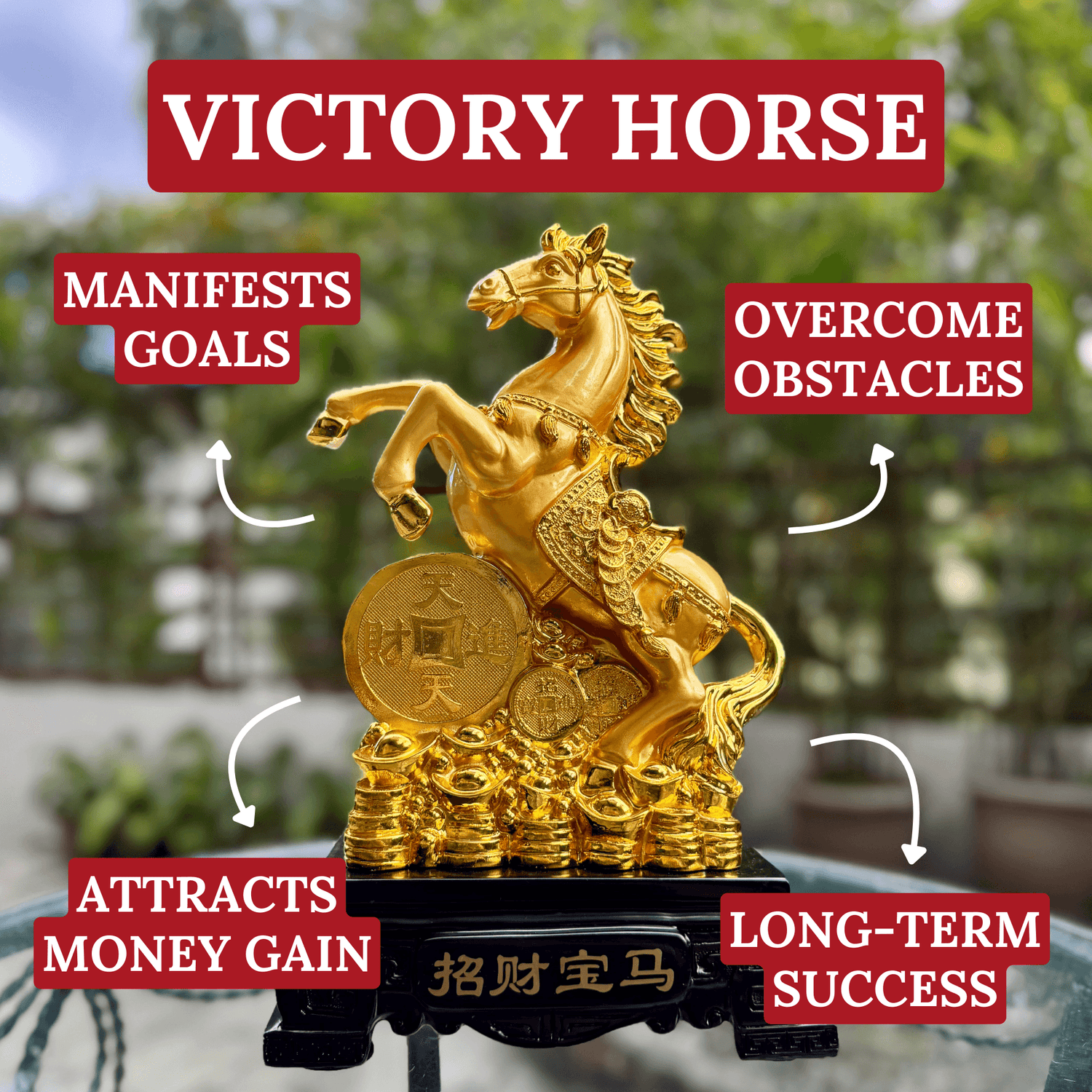 Powerful Victory Horse with Gold Coin 33cm Default Title - Feng Shui Charms - Royal Dragon Decor Philippines