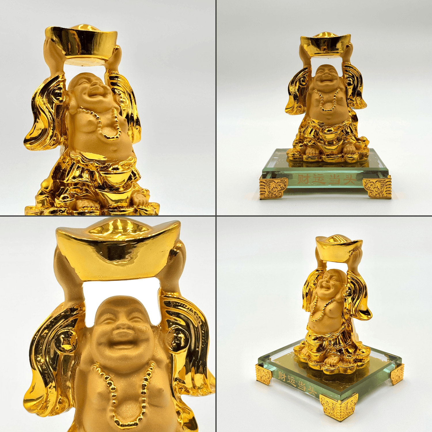 Mini Laughing Buddha with Treasure Ingot 15cm Default Title - Feng Shui Charms - Royal Dragon Decor Philippines