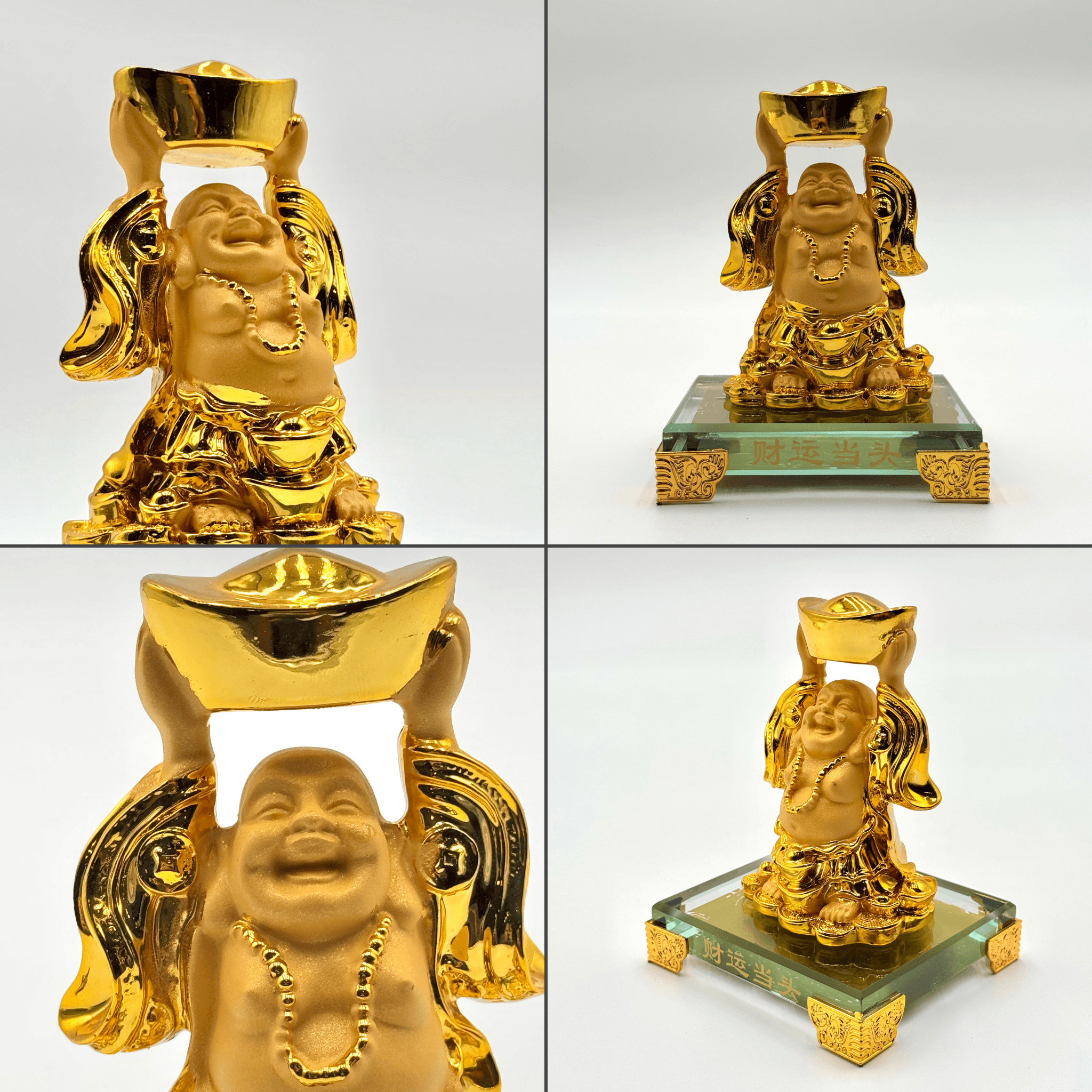Mini Laughing Buddha with Treasure Ingot 15cm Default Title - Feng Shui Charms - Royal Dragon Decor Philippines