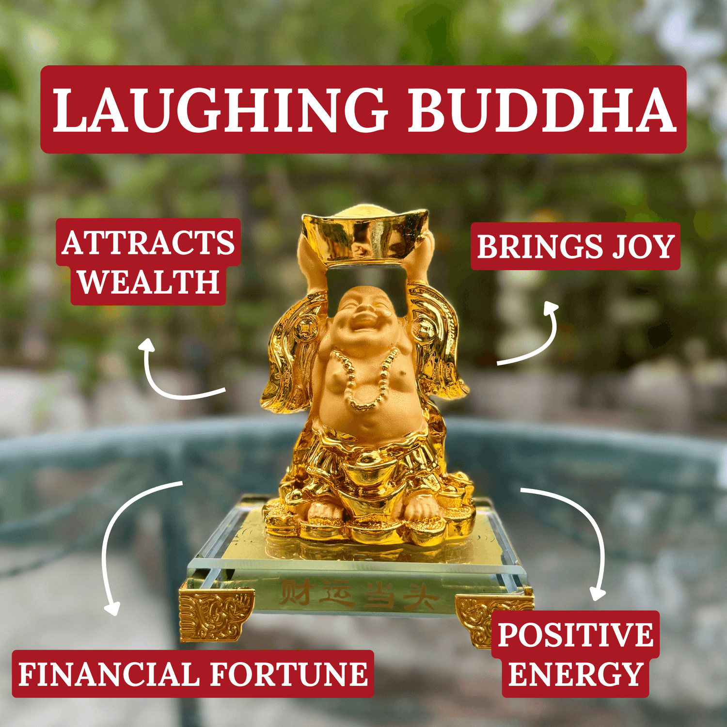 Mini Laughing Buddha with Treasure Ingot 15cm Default Title - Feng Shui Charms - Royal Dragon Decor Philippines