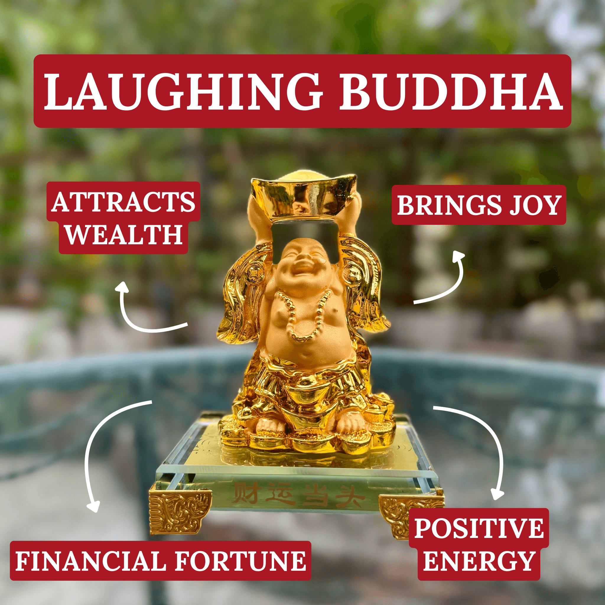 Mini Laughing Buddha with Treasure Ingot 15cm Default Title - Feng Shui Charms - Royal Dragon Decor Philippines