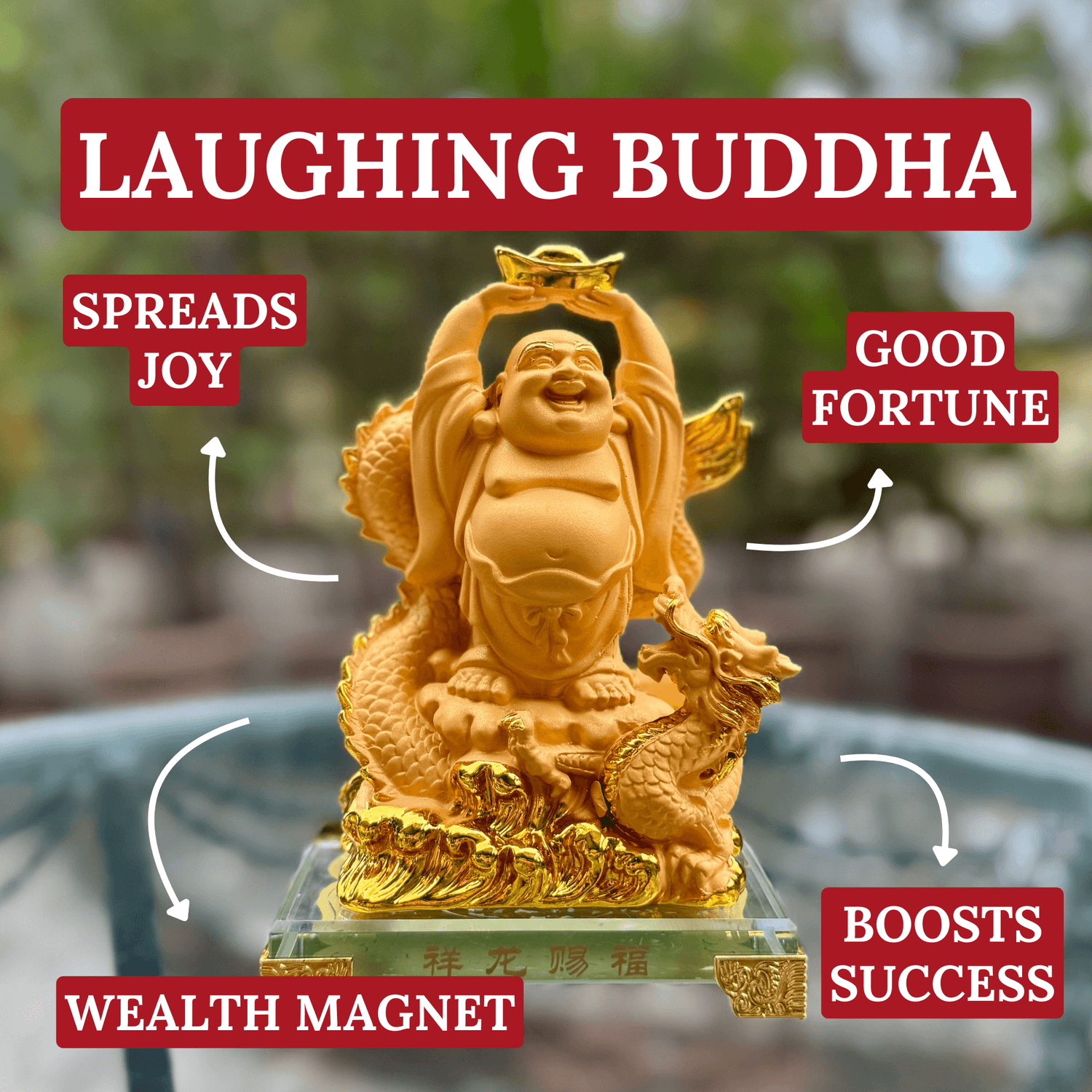 Dragon-Powered Buddha of Great Fortune 17cm Default Title - Feng Shui Charms - Royal Dragon Decor Philippines