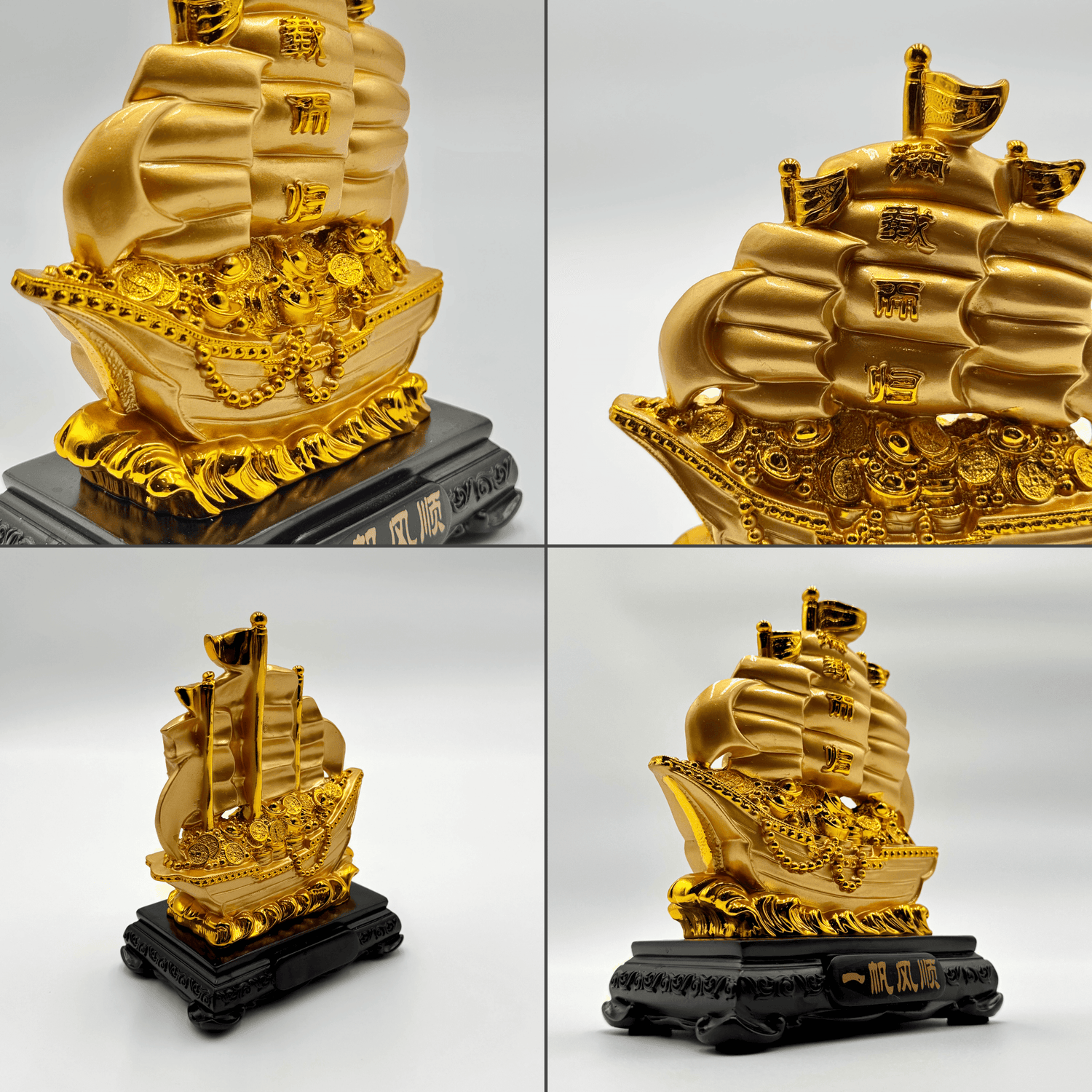 Golden Treasure Ship of Lasting Abundance 18cm Default Title - Feng Shui Charms - Royal Dragon Decor Philippines