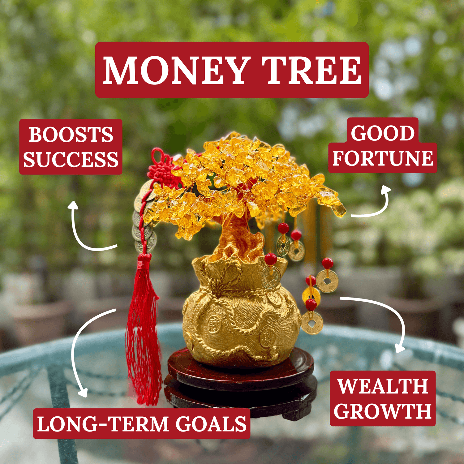 Citrine Money Tree with Abundant Blessings 21cm Default Title - Feng Shui Charms - Royal Dragon Decor Philippines