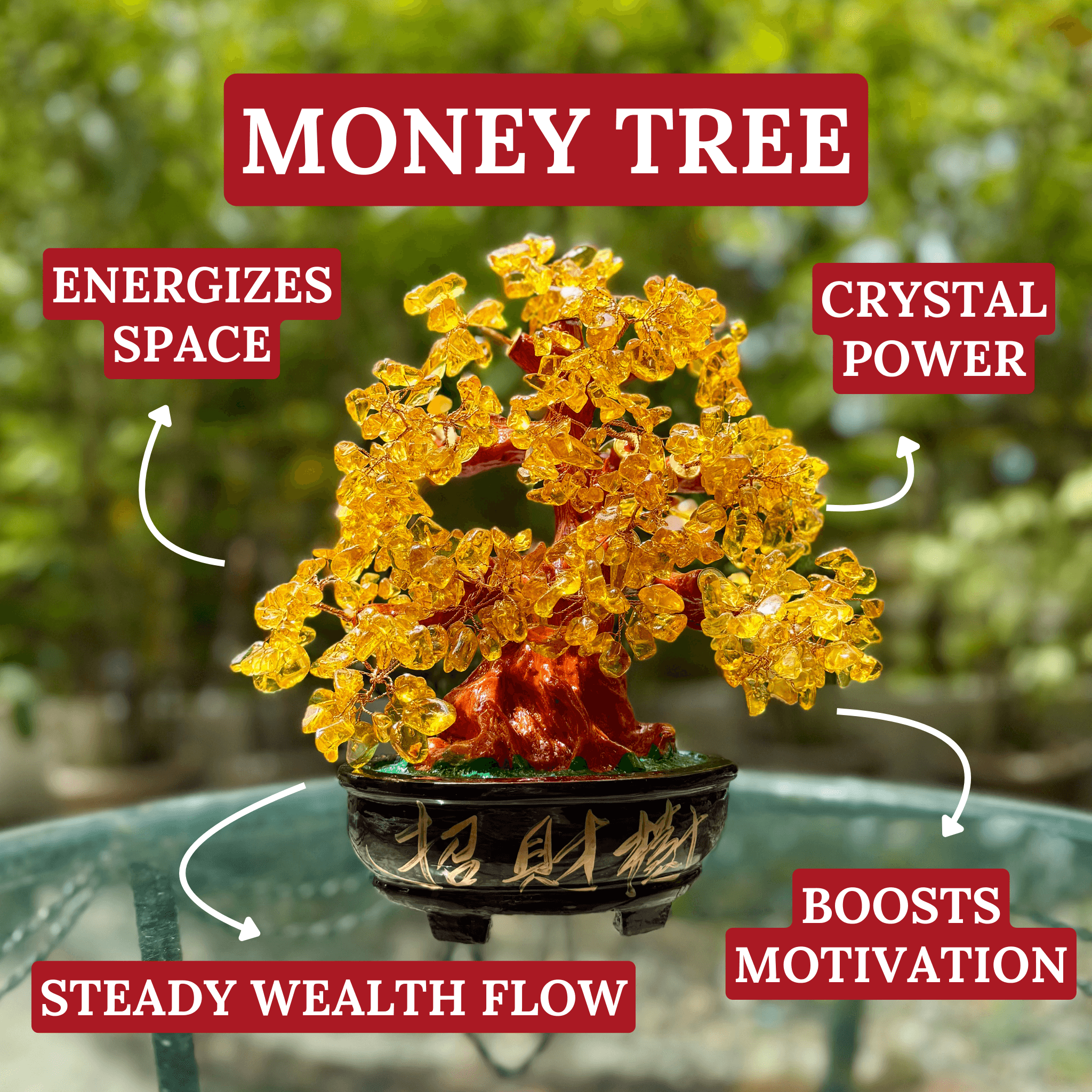 Leaves of Citrine Money Tree for Wealth 32cm Default Title - Feng Shui Charms - Royal Dragon Decor Philippines