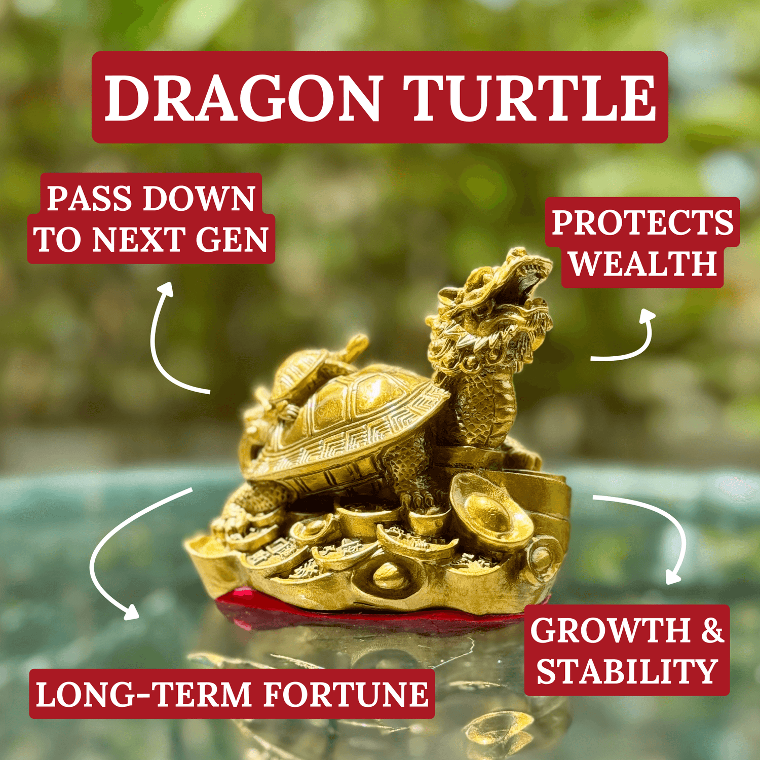 Brass Dragon Turtle of Lasting Fortune 12cm Default Title - Feng Shui Charms - Royal Dragon Decor Philippines
