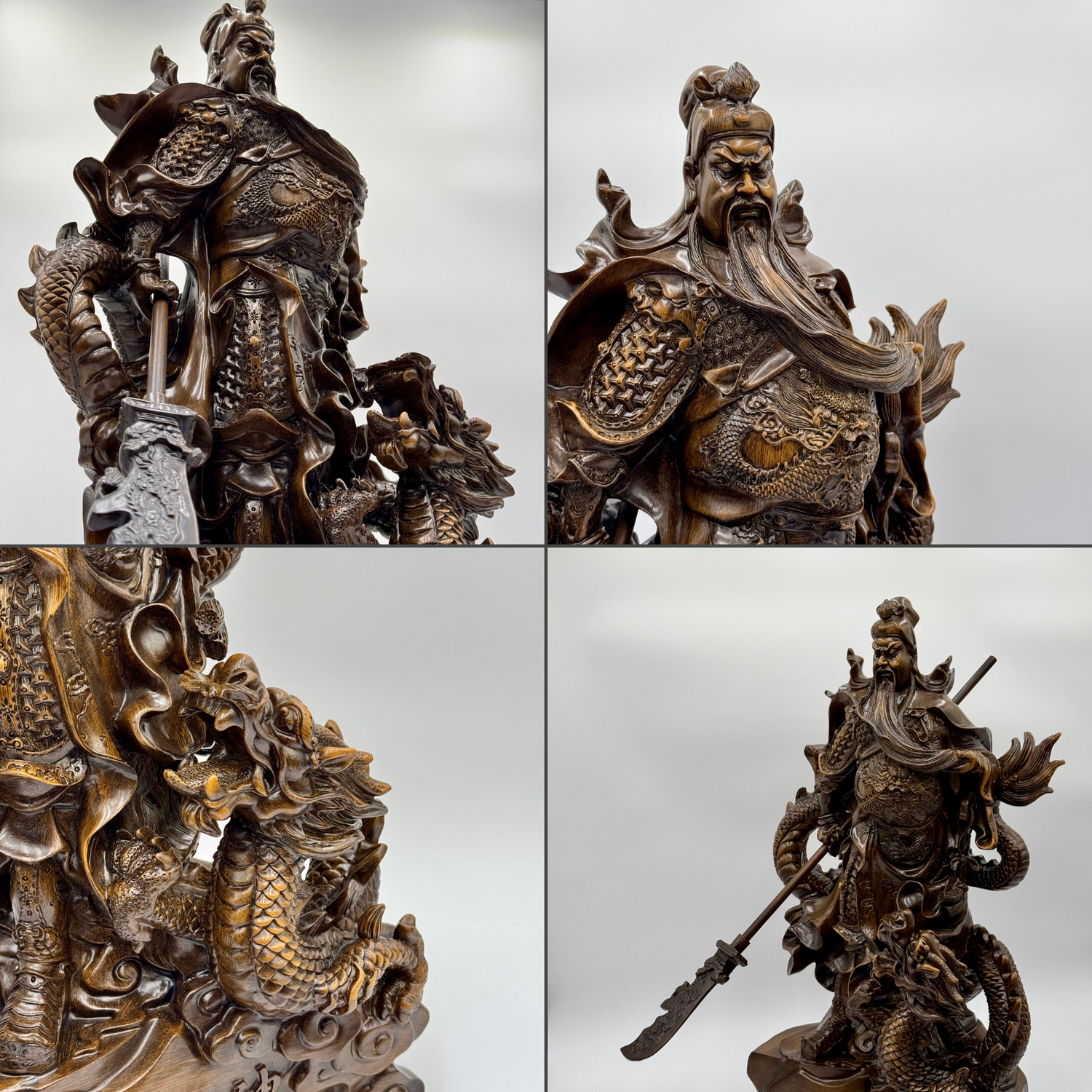 God of War Guan Gong with Dragon 62cm Default Title - Feng Shui Charms - Royal Dragon Decor Philippines