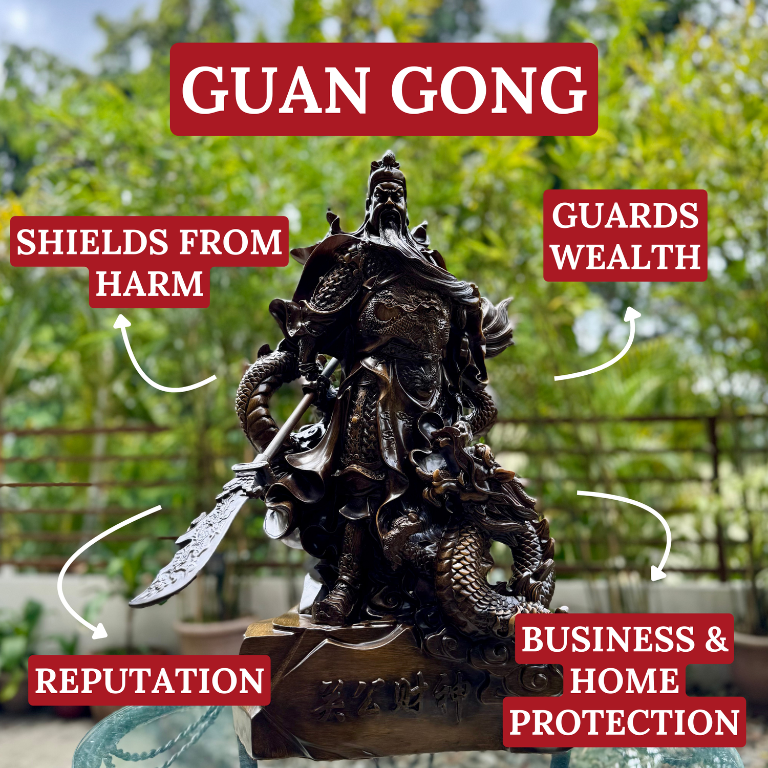 God of War Guan Gong with Dragon 62cm Default Title - Feng Shui Charms - Royal Dragon Decor Philippines
