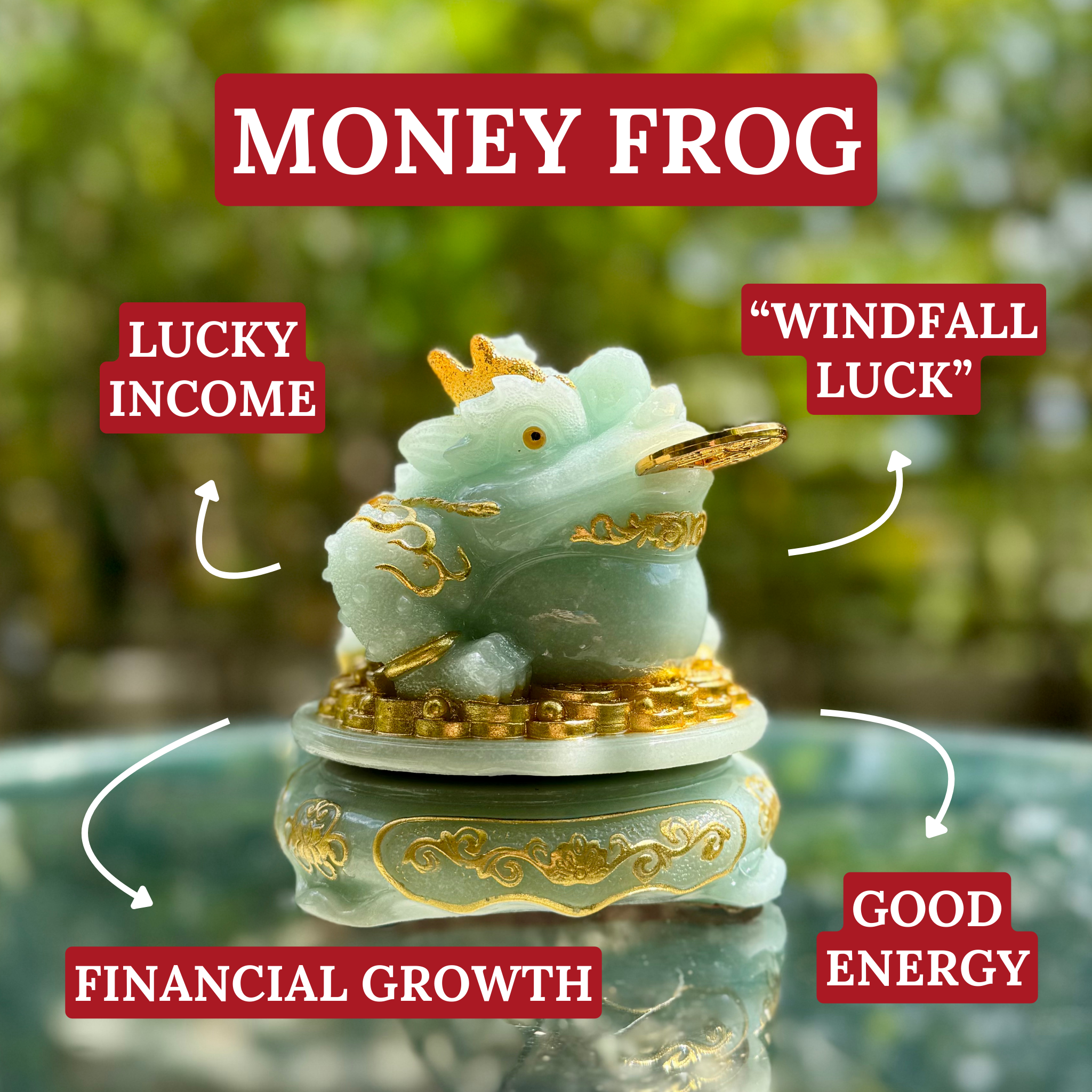Beautiful & Lucky Ice Jade Money Frog 15cm Default Title - Feng Shui Charms - Royal Dragon Decor Philippines