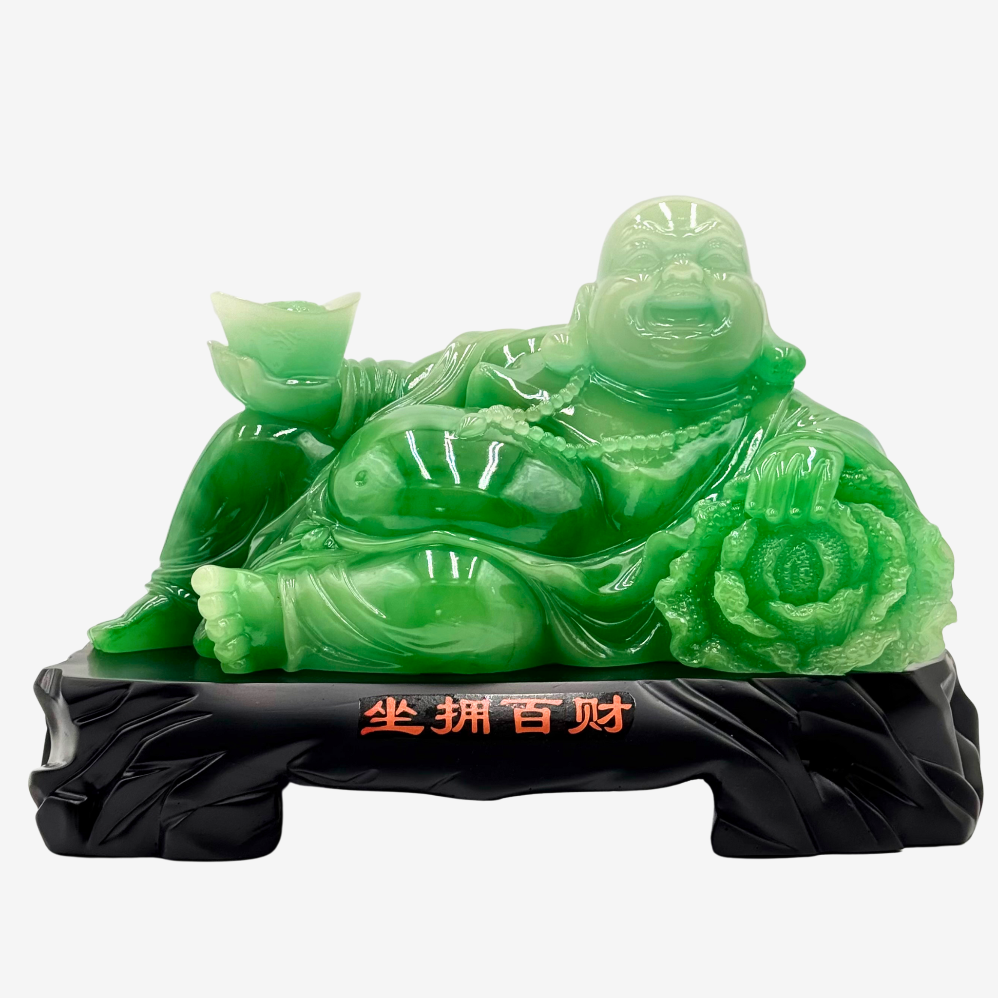 Serene in Green Jade Reclining Buddha 33cm Default Title - Feng Shui Charms - Royal Dragon Decor Philippines