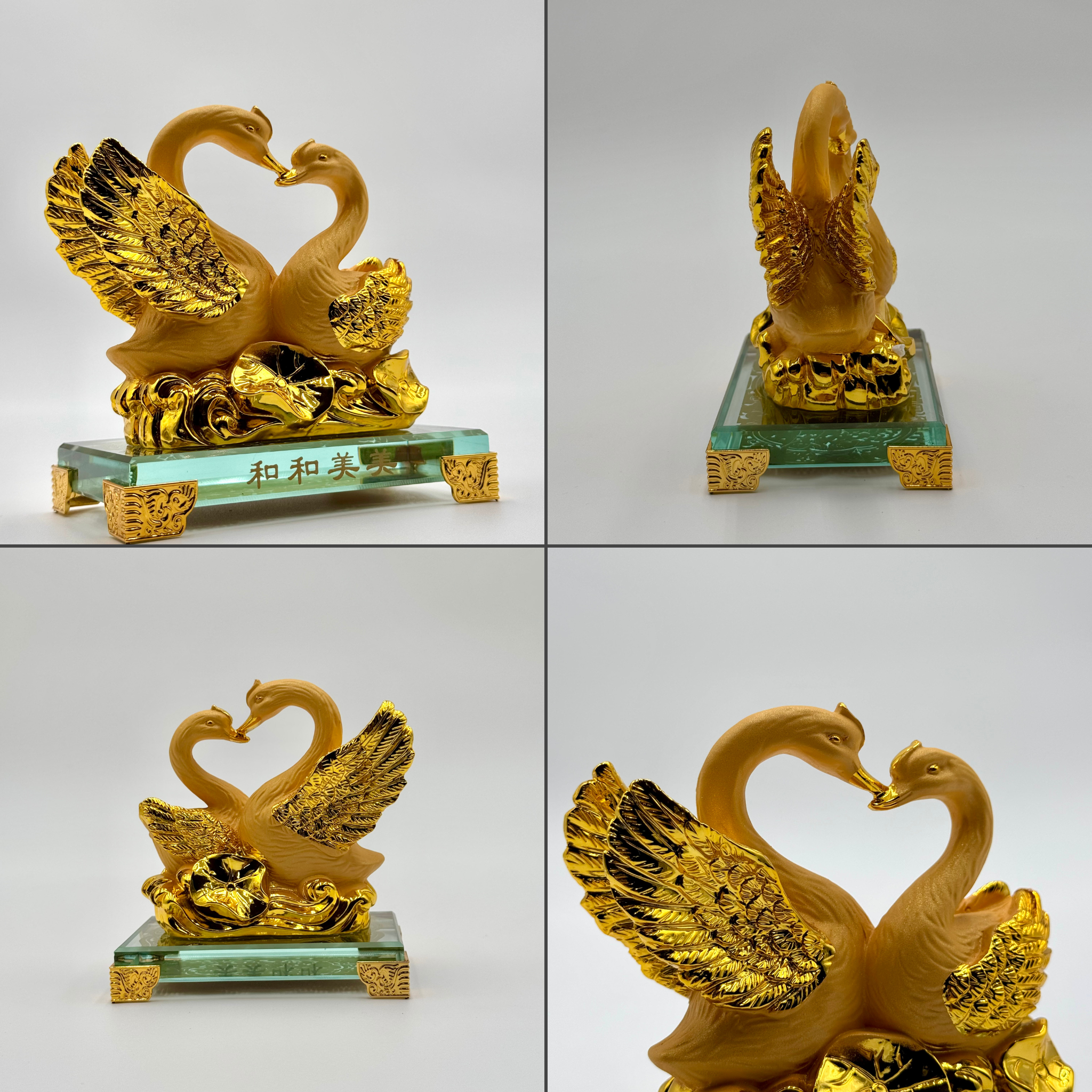 Golden Swans of Everlasting Love 12cm Default Title - Feng Shui Charms - Royal Dragon Decor Philippines