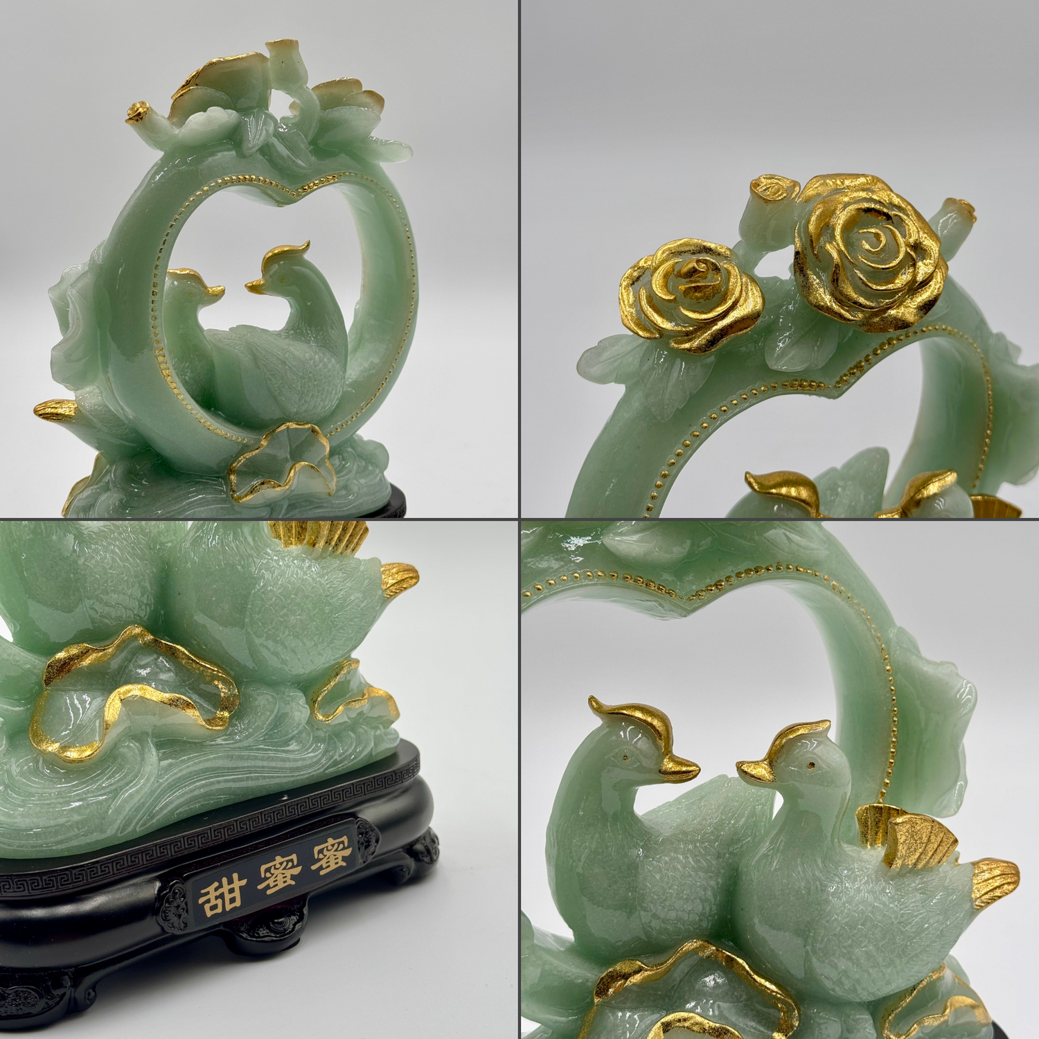 Forever in Love Jade Mandarin Ducks 25cm Default Title - Feng Shui Charms - Royal Dragon Decor Philippines