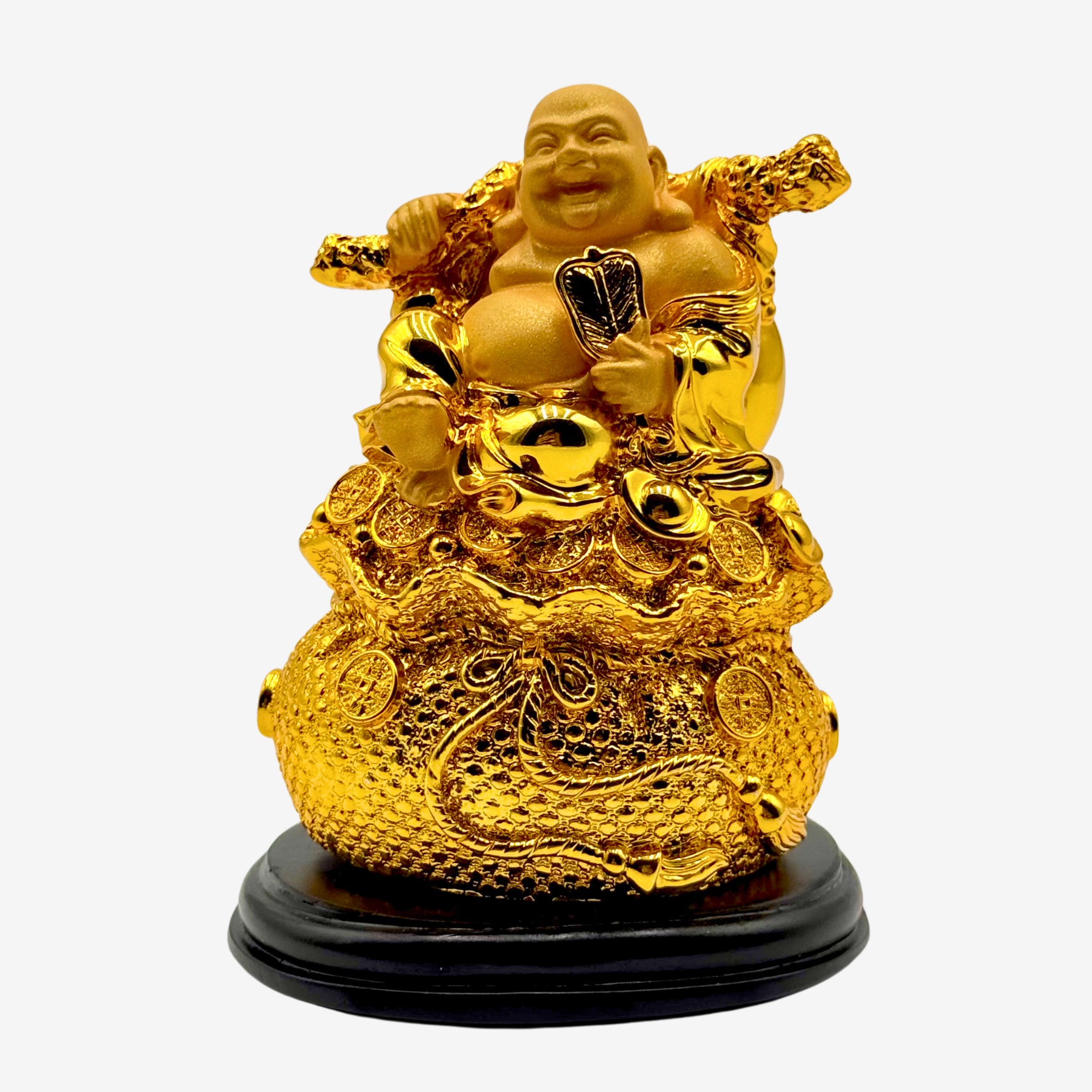 Golden Smiles Laughing Buddha for Luck 11cm Default Title - Feng Shui Charms - Royal Dragon Decor Philippines