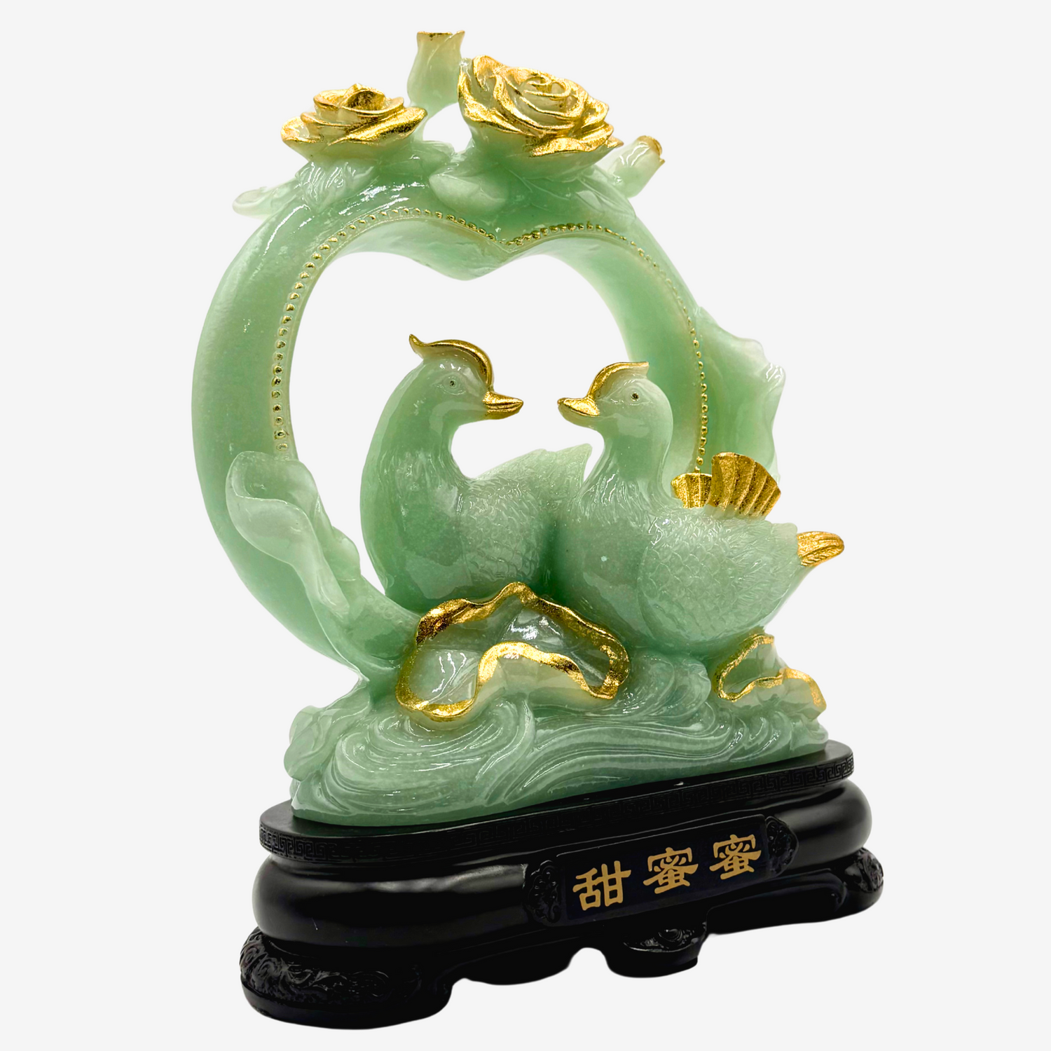 Forever in Love Jade Mandarin Ducks 25cm Default Title - Feng Shui Charms - Royal Dragon Decor Philippines