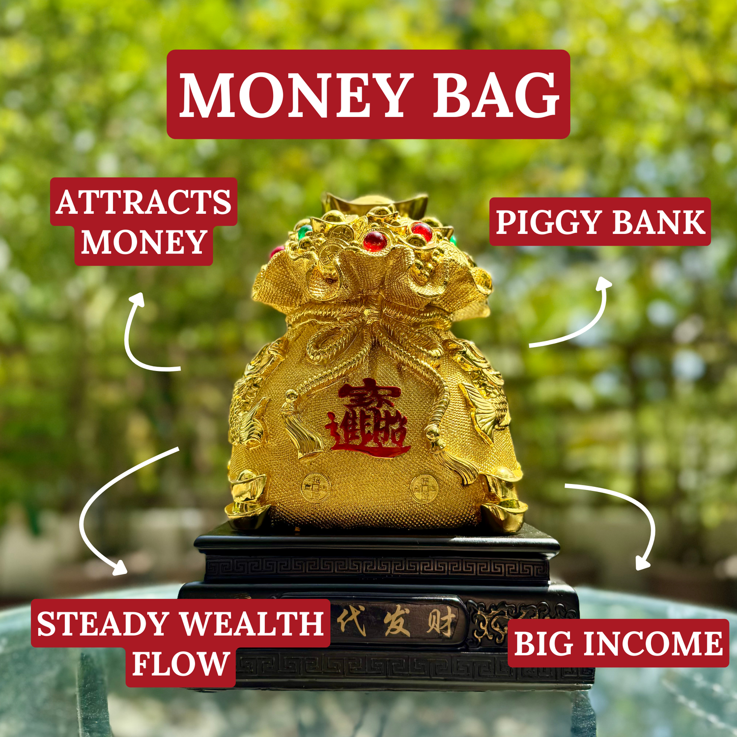 Bring Home The Gold Money Bag 29cm Default Title - Feng Shui Charms - Royal Dragon Decor Philippines