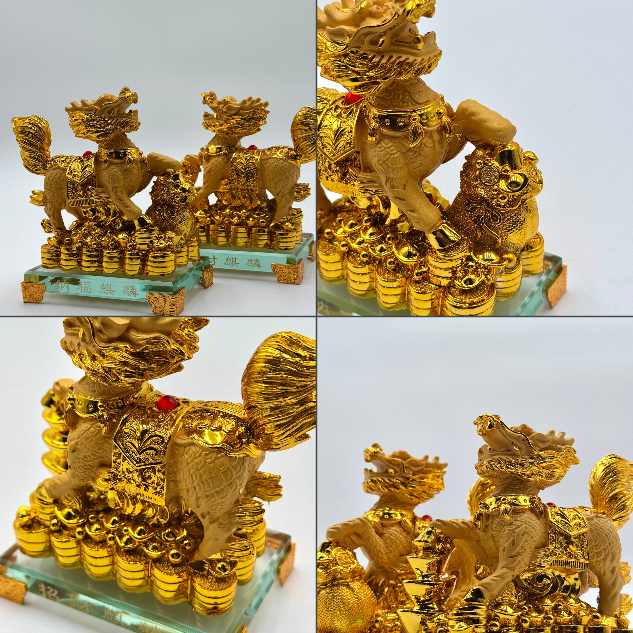 Powerful Protectors Gold Qilin Pair 15cm Default Title - Feng Shui Charms - Royal Dragon Decor Philippines