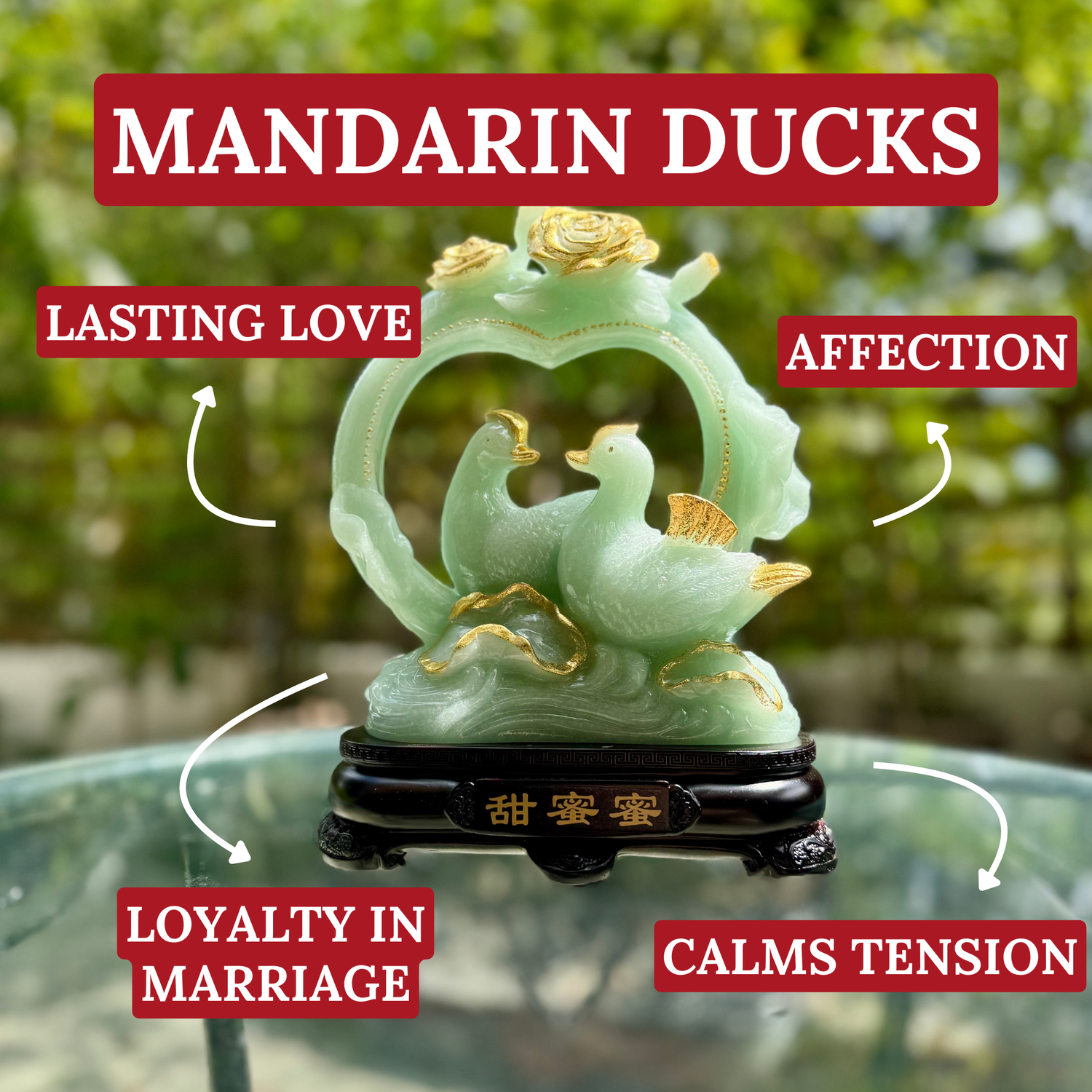 Forever in Love Jade Mandarin Ducks 25cm Default Title - Feng Shui Charms - Royal Dragon Decor Philippines