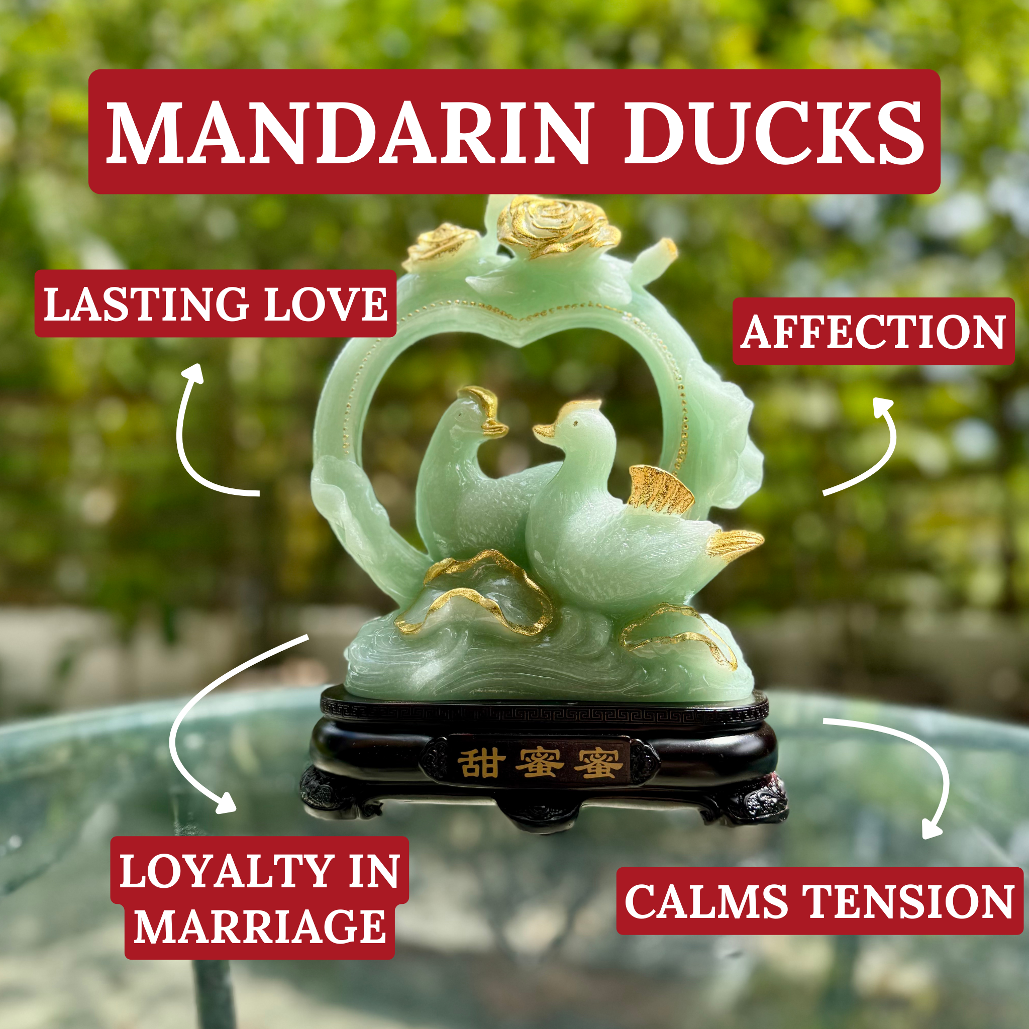 Forever in Love Jade Mandarin Ducks 25cm Default Title - Feng Shui Charms - Royal Dragon Decor Philippines