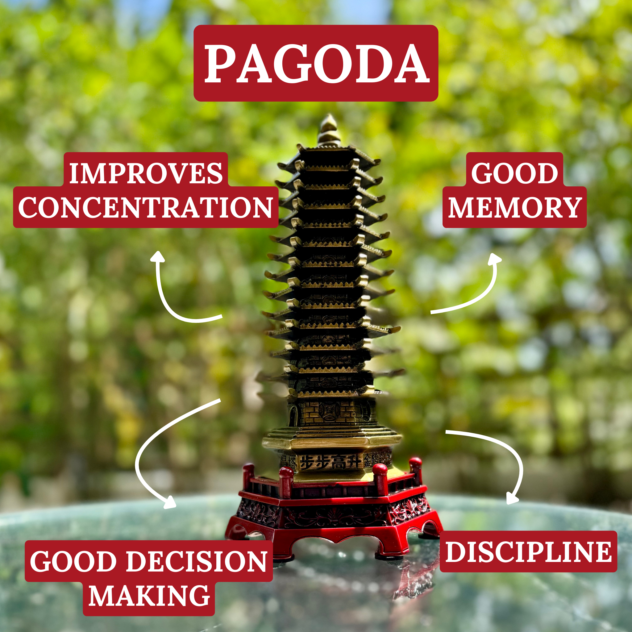 Temple of Wisdom Pagoda 29cm Default Title - Feng Shui Charms - Royal Dragon Decor Philippines