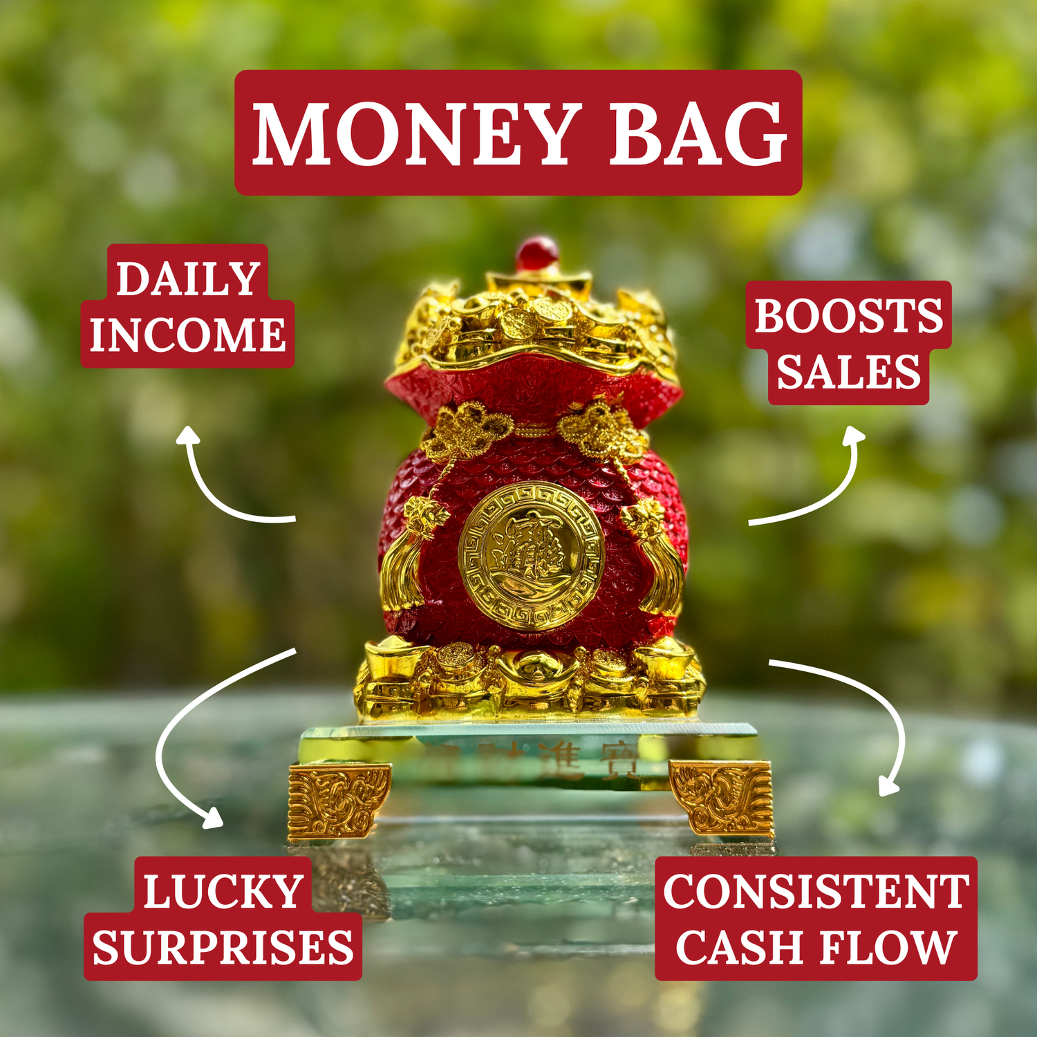 Lucky in Red Money Bag 14cm Default Title - Feng Shui Charms - Royal Dragon Decor Philippines