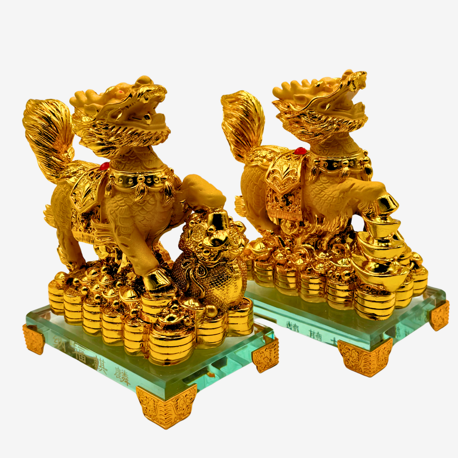Powerful Protectors Gold Qilin Pair 15cm Default Title - Feng Shui Charms - Royal Dragon Decor Philippines
