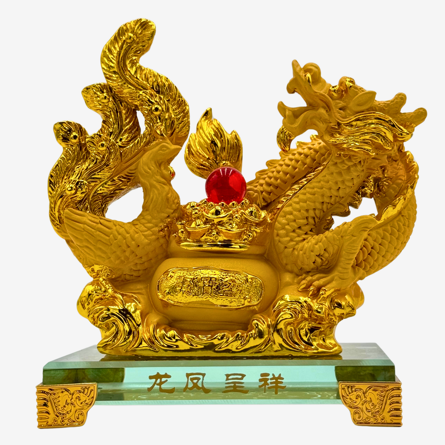 Majestic Power Couple Dragon & Phoenix 15cm Default Title - Feng Shui Charms - Royal Dragon Decor Philippines