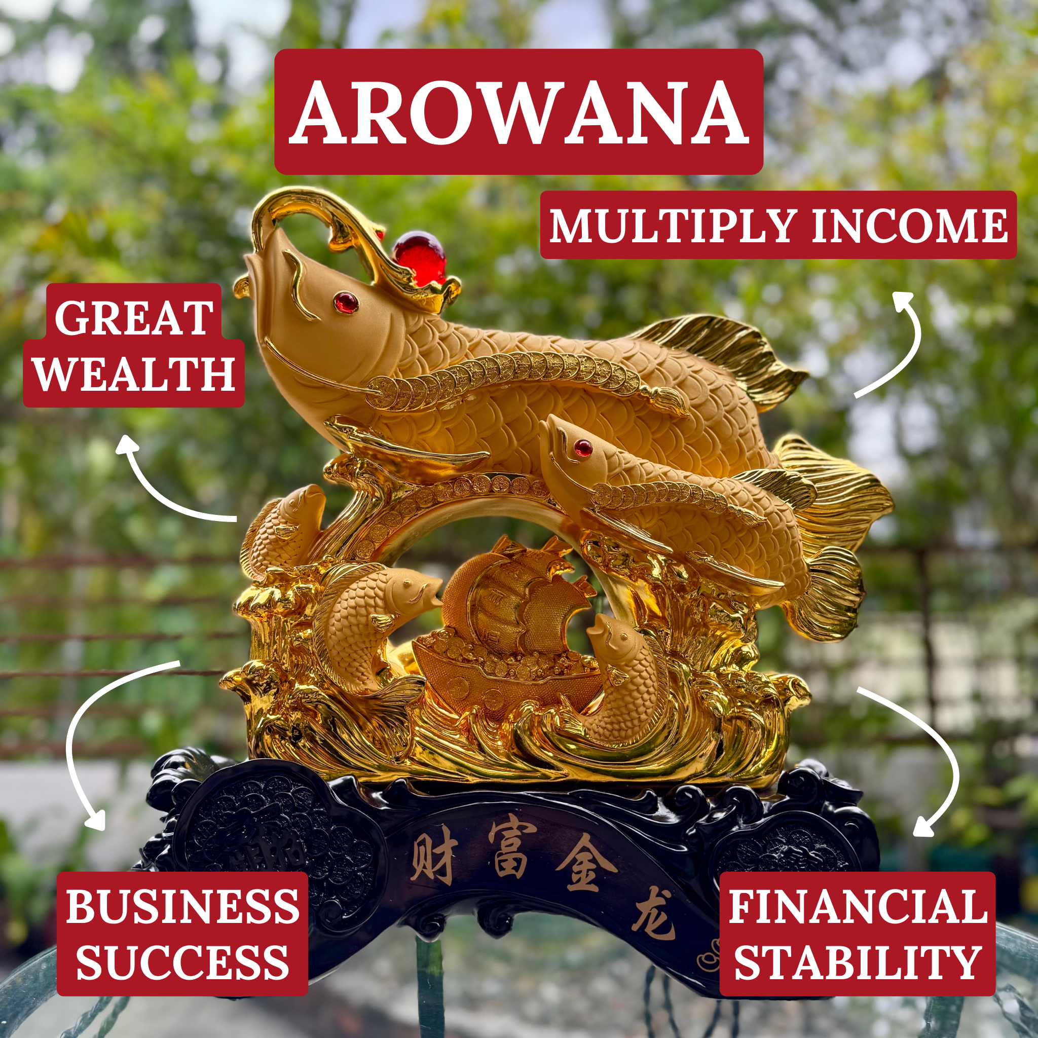 A Dynasty of Riches Family of Arowanas 48cm Default Title - Feng Shui Charms - Royal Dragon Decor Philippines